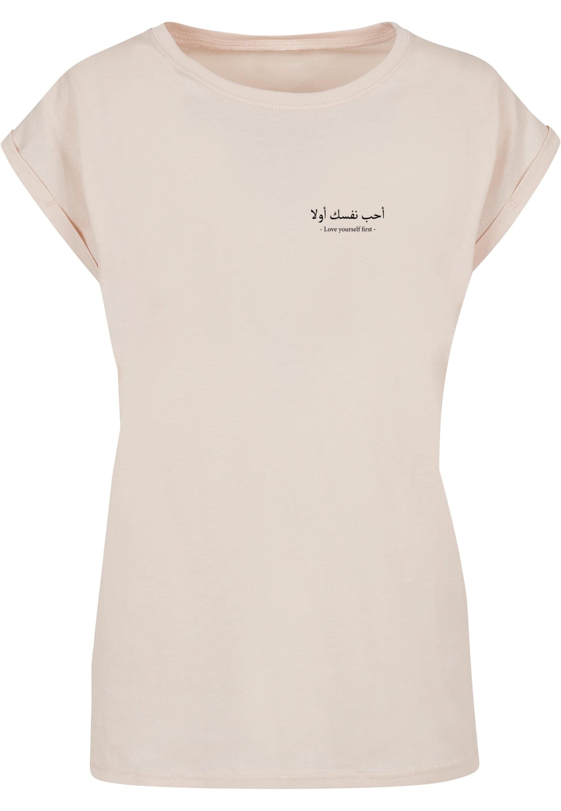T-Shirt »Merchcode Damen Ladies Love Yourself First Extended Shoulder Tee«, (1 tlg.)