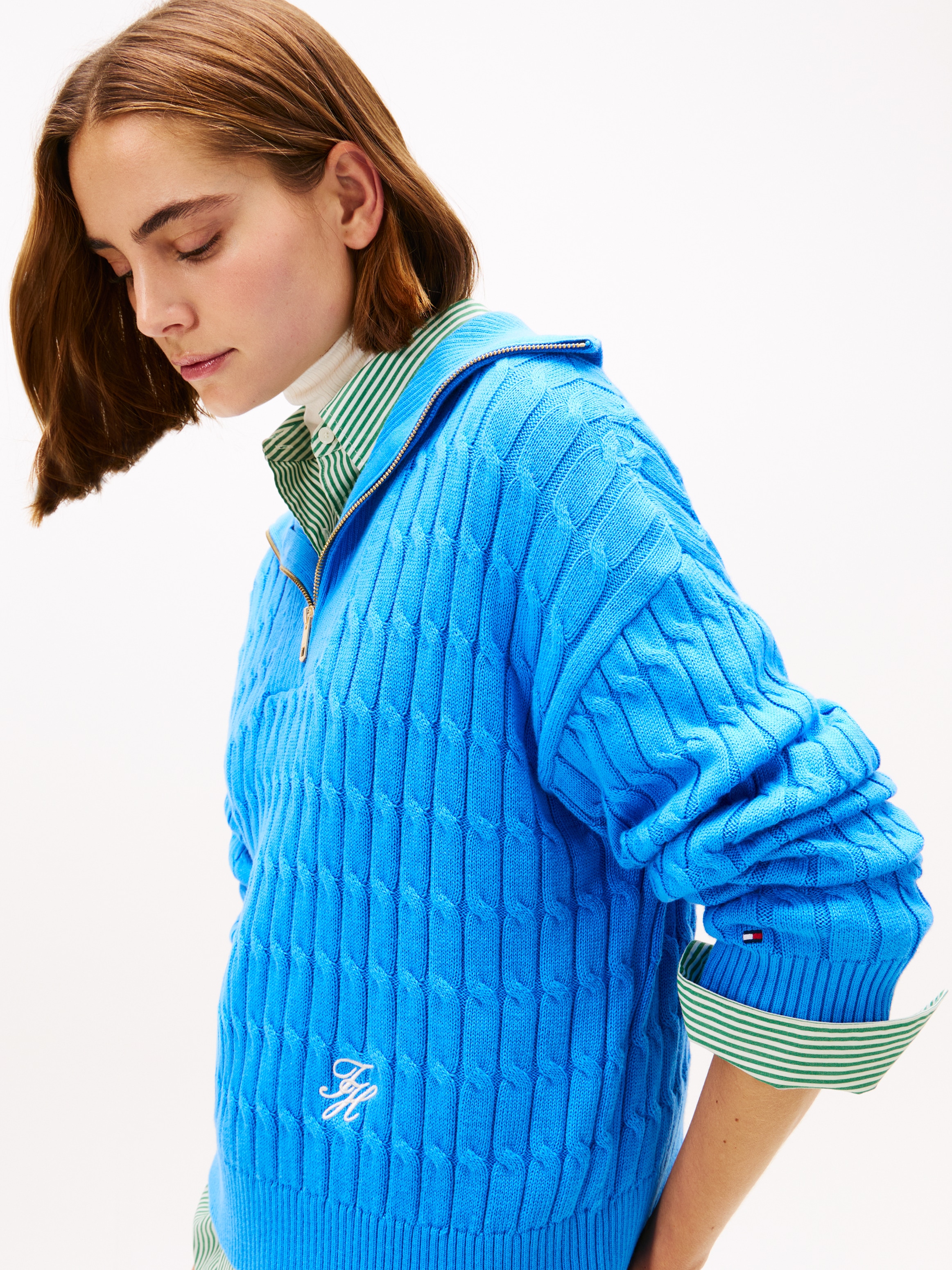 Tommy Hilfiger Troyer »CO CABLE MID GG 1/2 ZIP LS SWT«