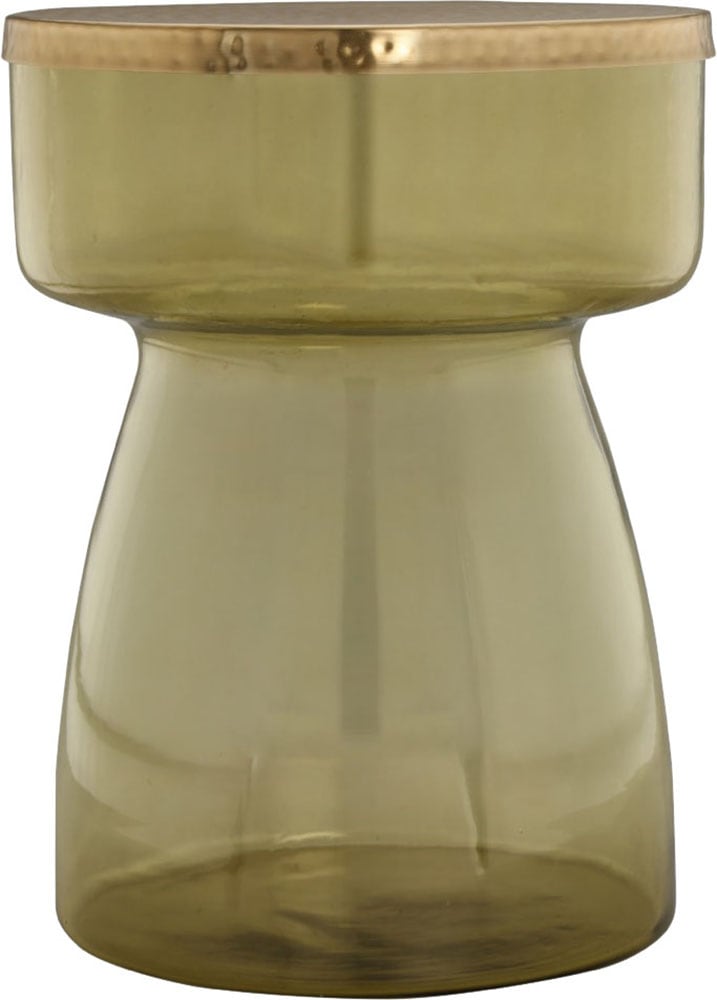 Kayoom Beistelltisch »Roman 125, mundgeblasener Glaskorpus«, (1 St.), mundgeblasener Glaskorpus, Retro-Design, goldene Metall-Tischplatte