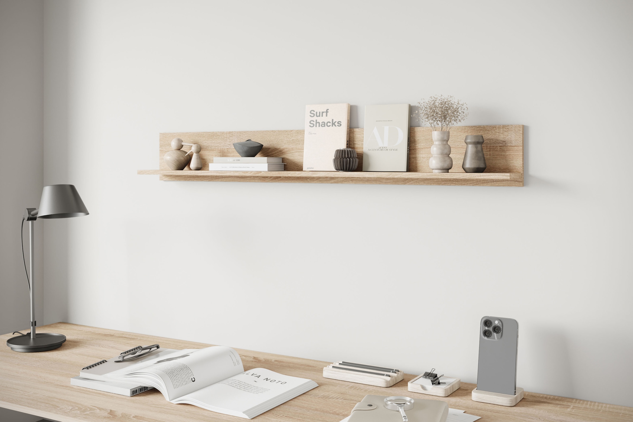 INOSIGN Wandboard »Wandregal Vera«, (1 St.), ideal für Deko & Bücher, 138x23x18 cm, hängend