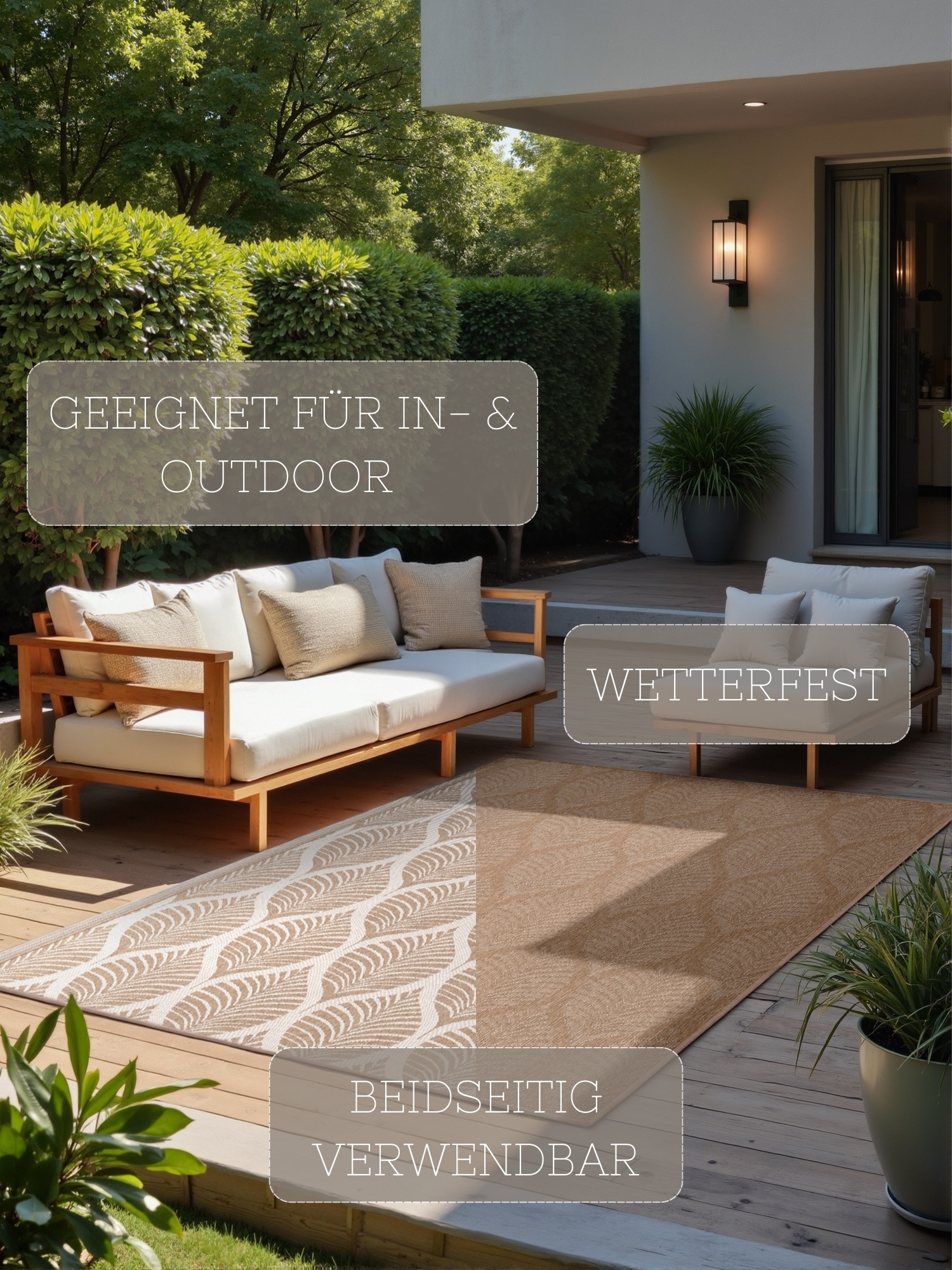 NORTHRUGS Outdoorteppich »Liora Wendeteppich«, rechteckig, 5 mm Höhe, Läufer, In und Outdoor, Flachgewebe, wetterfest, pflegeleicht, robust