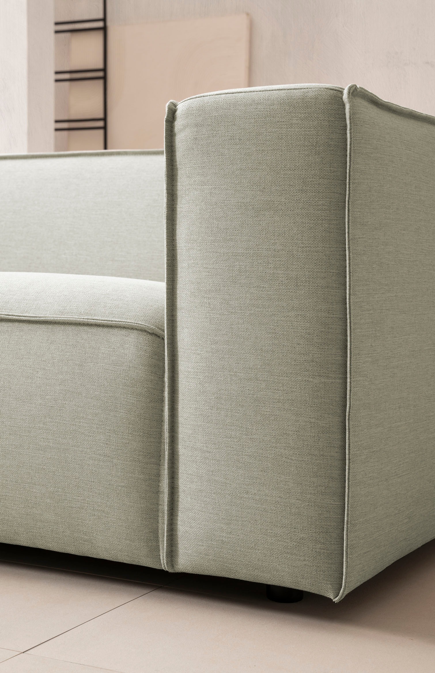 LeGer Home by Lena Gercke 3-Sitzer »PIARA, Couch mit Kedernaht, Sofa in Cord oder Leinenoptik«, schwarze Füße, bequemer Sitzkomfort