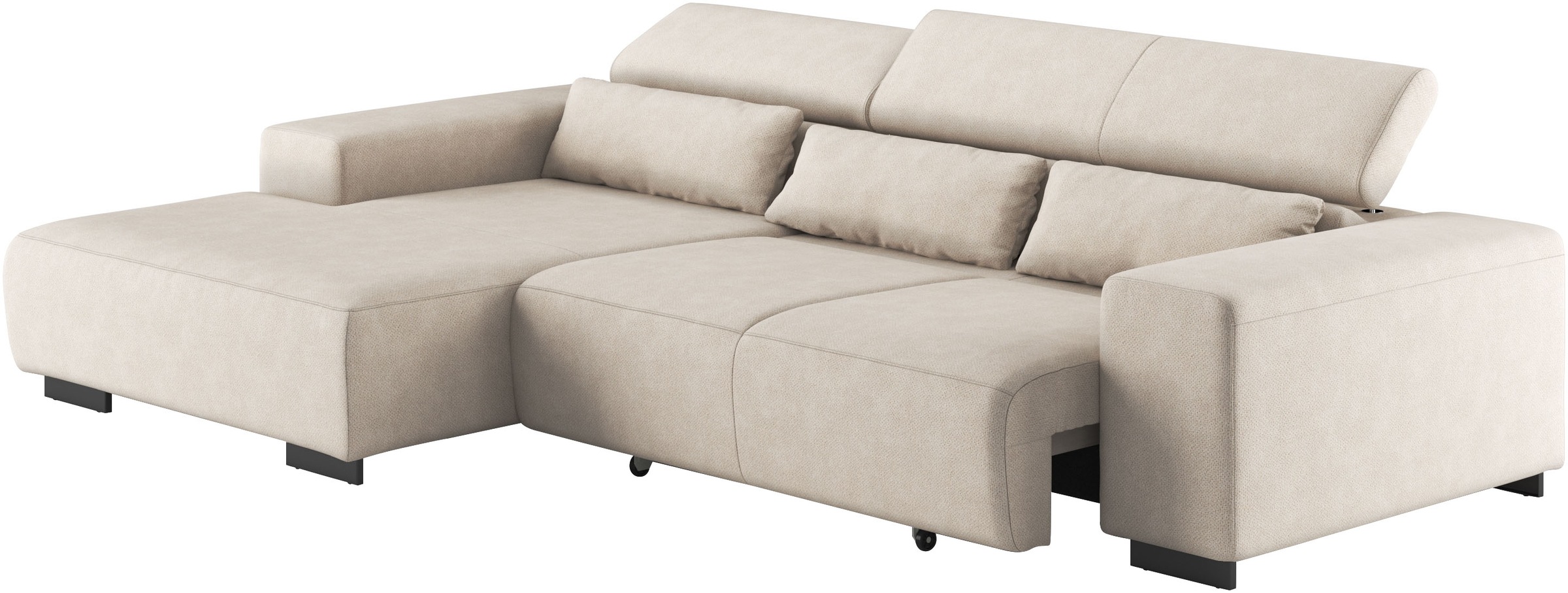 COTTA Ecksofa »Side L-Form, mit Kopfteilverstellung & 3 Nierenkissen«, optional motorische Sitztiefenverstellung