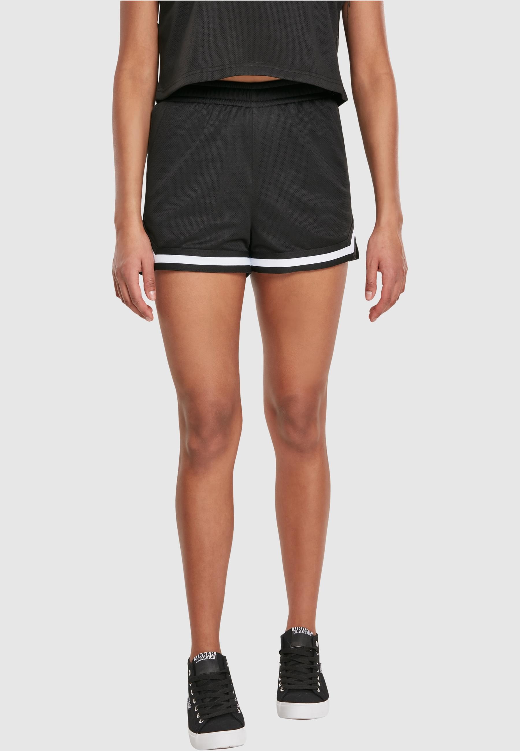 URBAN CLASSICS Stoffhose »Urban Classics Damen Ladies Stripes Mesh Hot Pants«, (1 tlg.)
