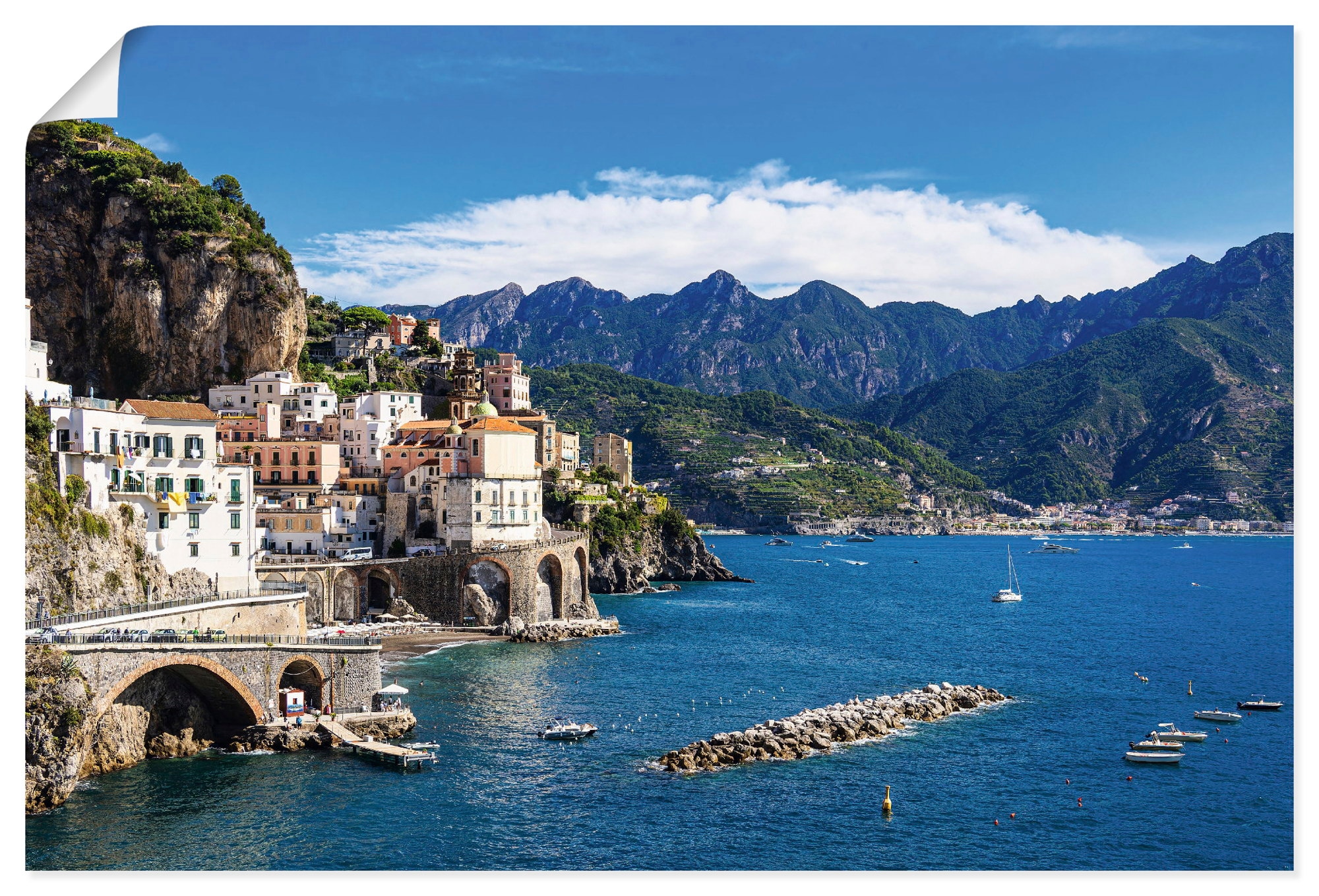 Artland Wandbild "Atrani an der Amalfiküste in Italien" Küstenbilder 1 Stk. tlg. als Alubild, Leinwandbild, Poster, Wandaufkleber in verschied. Größen