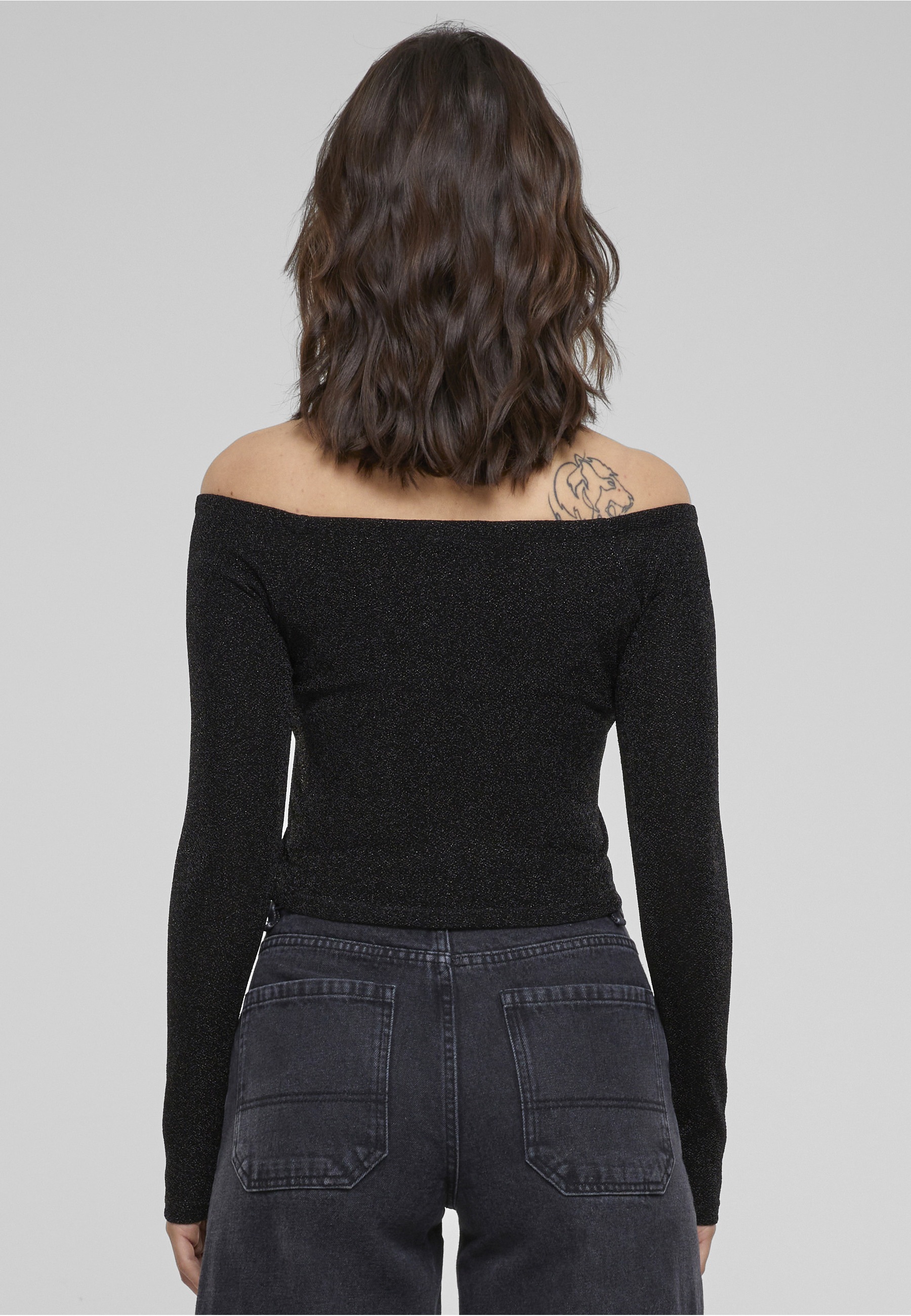 URBAN CLASSICS Longsleeve »Urban Classics Damen Ladies Off Shoulder Glitter Longsleeve« 1