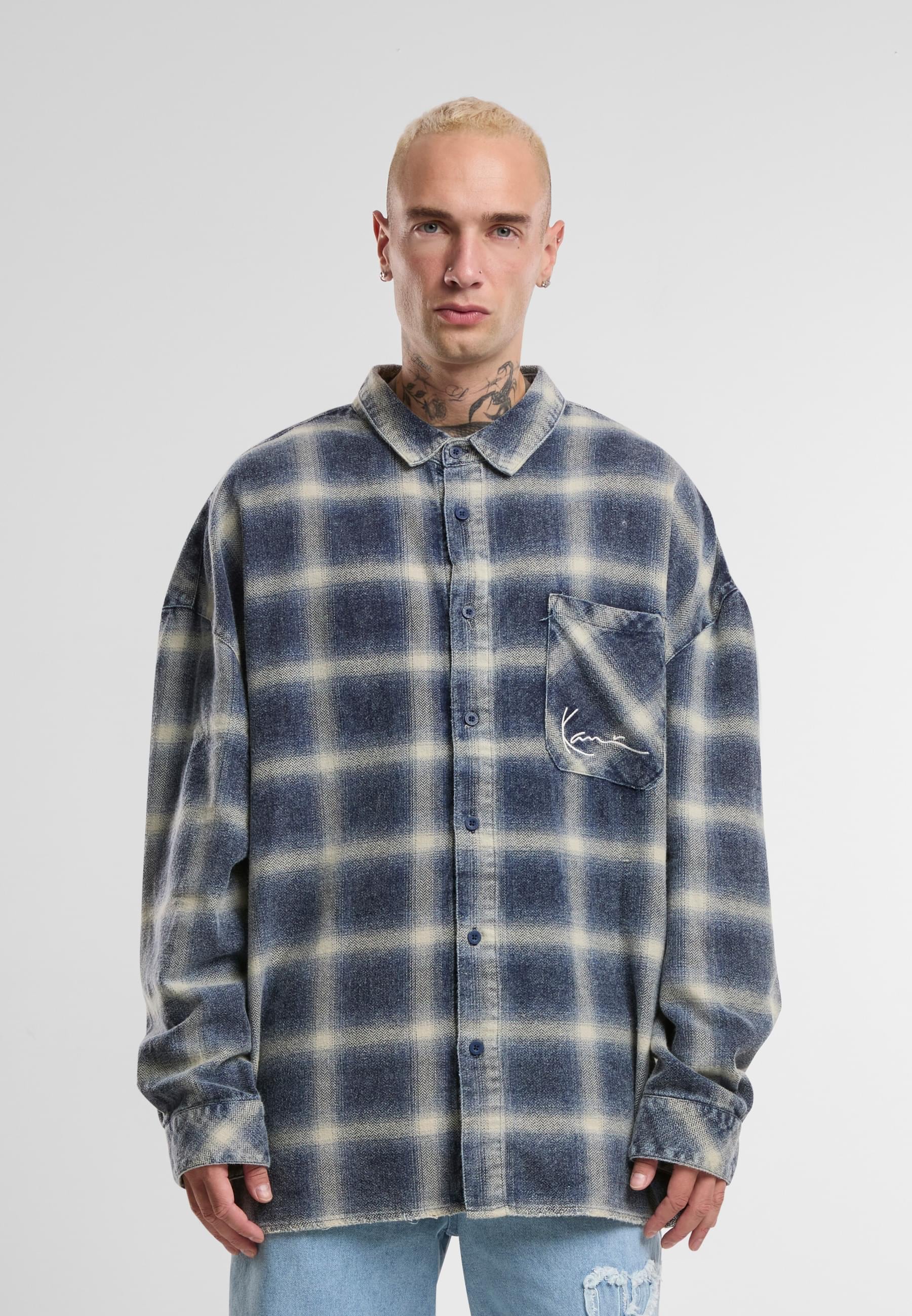 Karl Kani Langarmhemd »Karl Kani Karl Kani Small Signature Distressed Check Overshirt«, (1 tlg.)