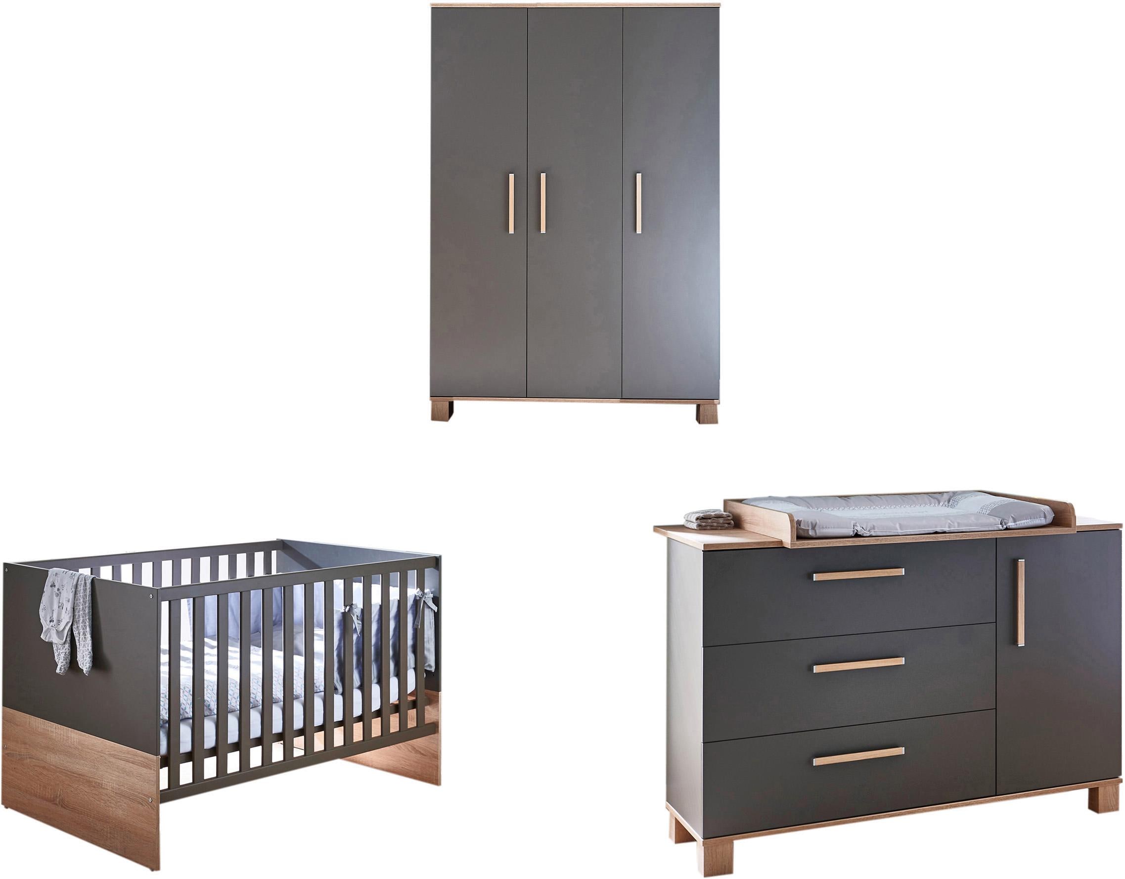 arthur berndt Babyzimmer-Komplettset »Cloe«, (Set, 3 tlg., Kinderbett, Schrank, Wickelkommode), Made in Germany; mit Kinderbett, Schrank und Wickelkommode