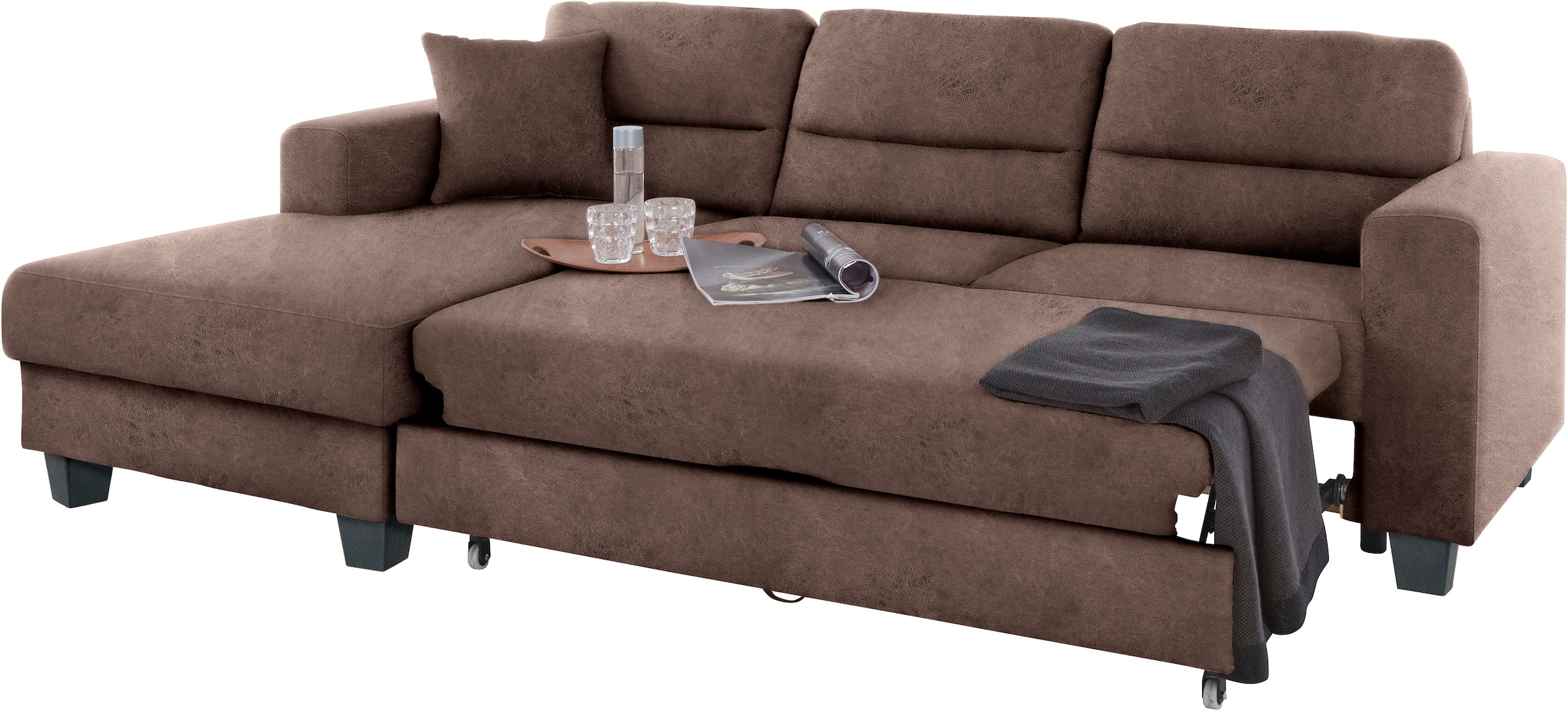 TRENDMANUFAKTUR Ecksofa »Chamber, zeitlos und modern, hoher Sitzkomfort, L-Form«, wahlweise mit Schlaffunktion