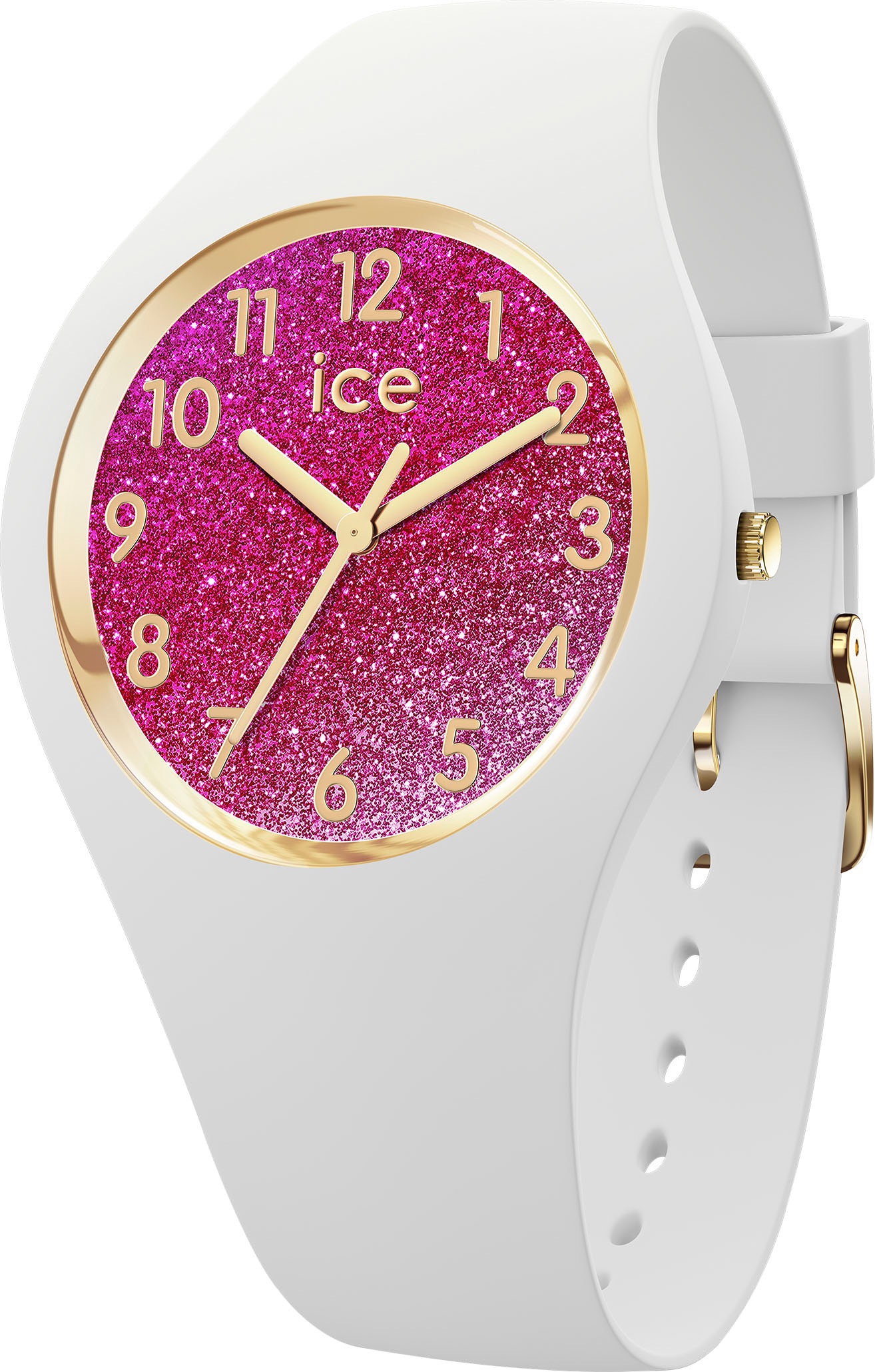 Quarzuhr »ICE glitter - S34 - 3H«, Armbanduhr, Damenuhr, Silikonarmband, bis 10 bar...