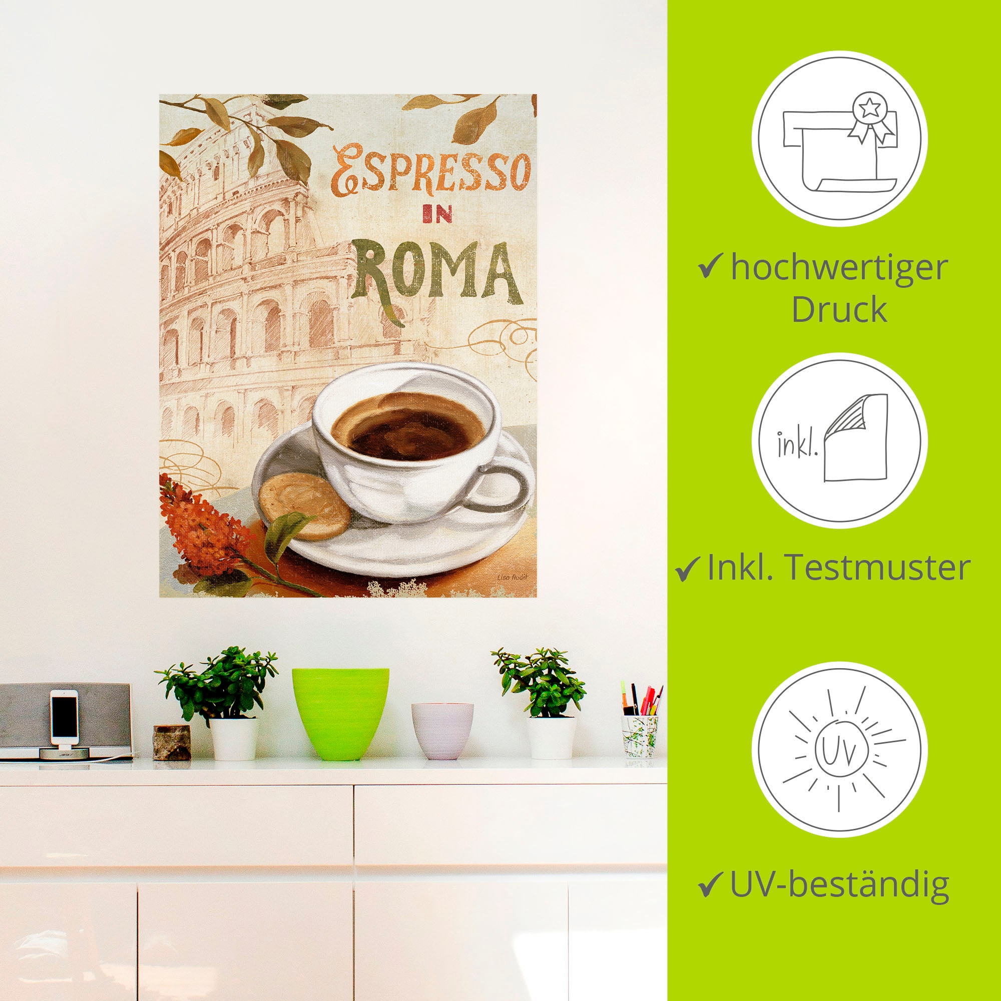 Artland Wandbild »Kaffee in Europa III«, Getränke, (1 St.), als Leinwandbild, Wandaufkleber in verschied. Größen