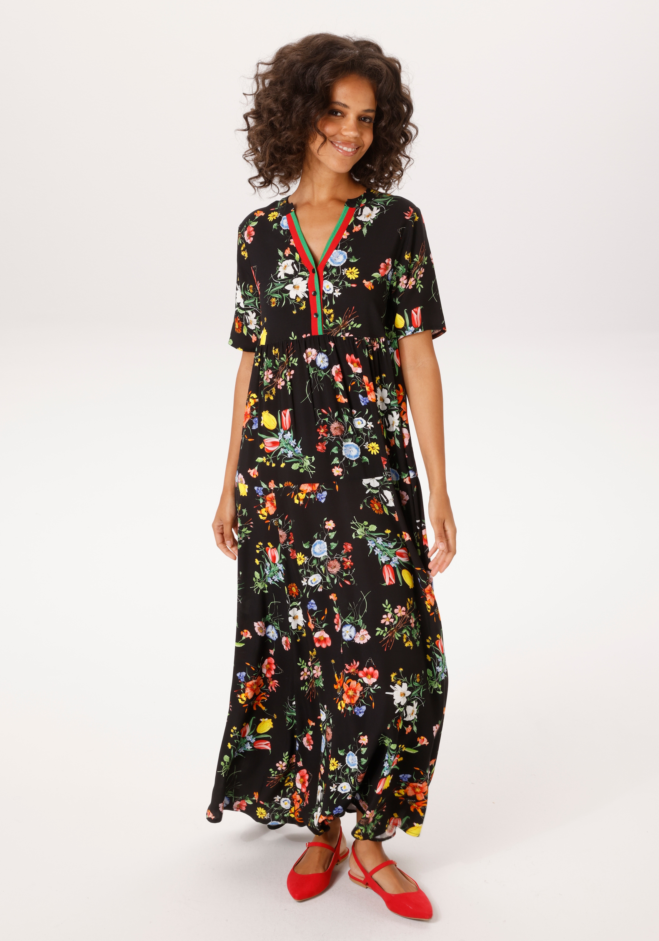 Aniston CASUAL Sommerkleid mit farbenfrohen Blumendruck - jedes Teil ein Un günstig online kaufen