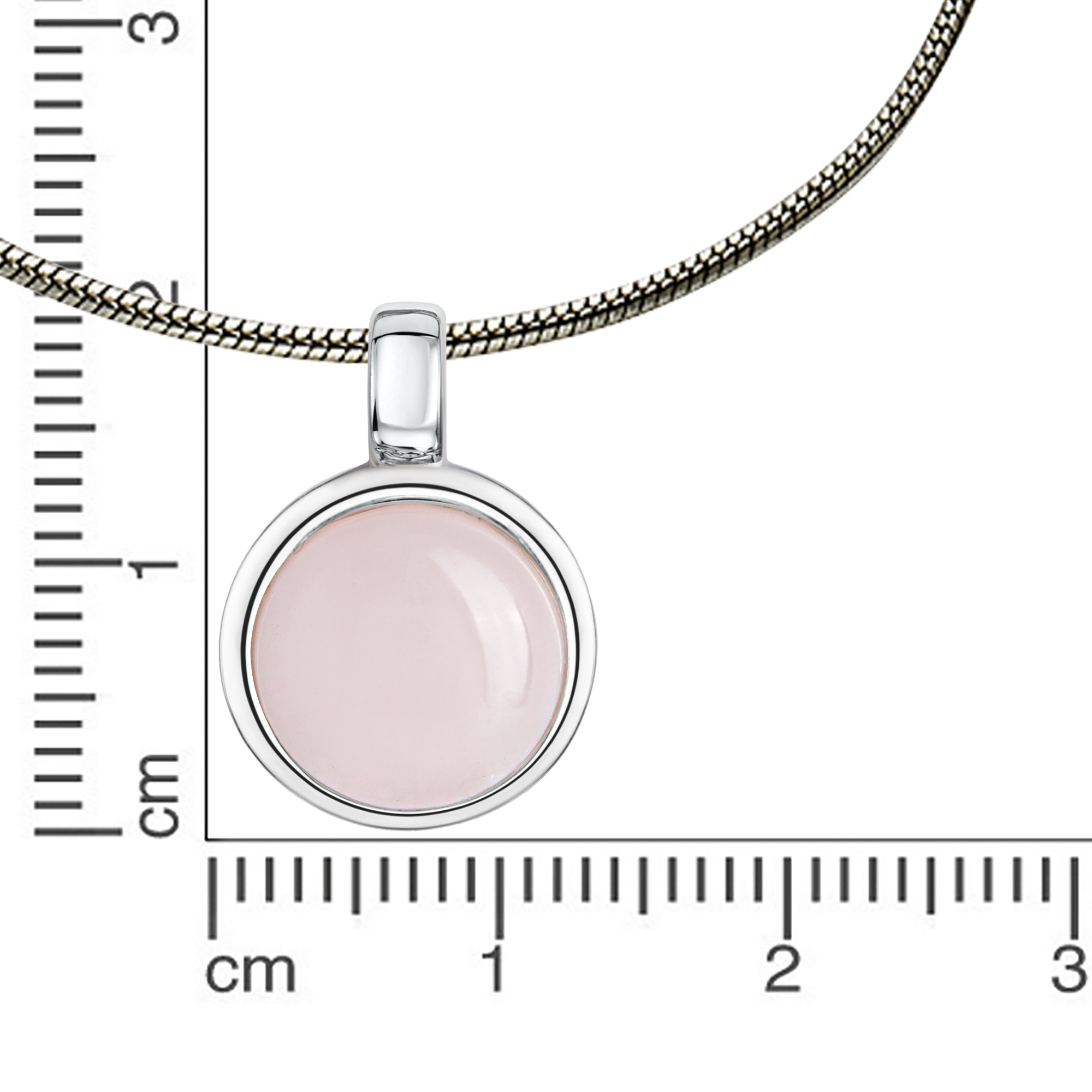Zeeme Kette mit Anhänger »925 Sterling Silber rhodiniert mit echtem Rosenquarz 12mm«