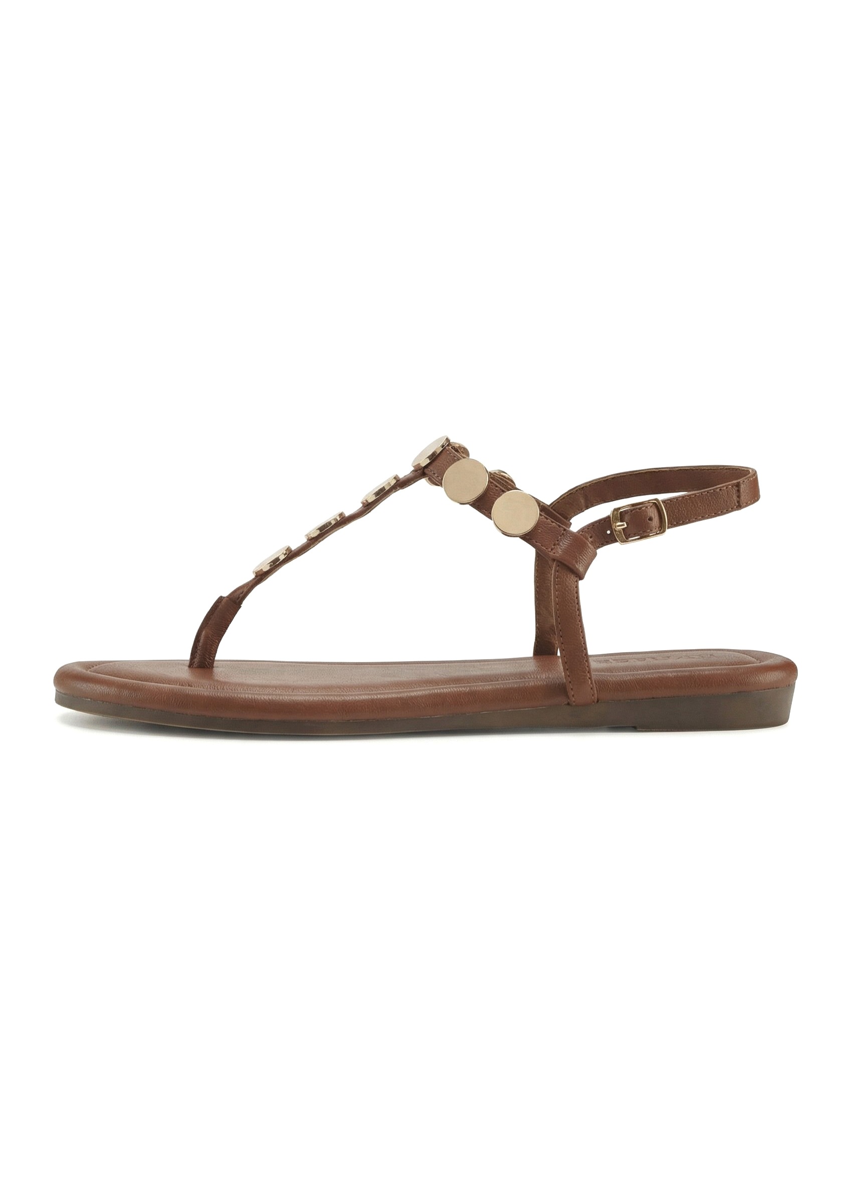 Sandale VIVANCE "Sommerschuh, offener Schuh, Sandalette", Damen, Gr. 36, camelfarben, Obermaterial: 100% Lederimitat. Decksohle: 100% Lederimitat. Futter: 100% Lederimitat. Laufsohle: 100% Synthetik, glänzend, unifarben, Schuhe Sandale, mit goldfarbenen S 2