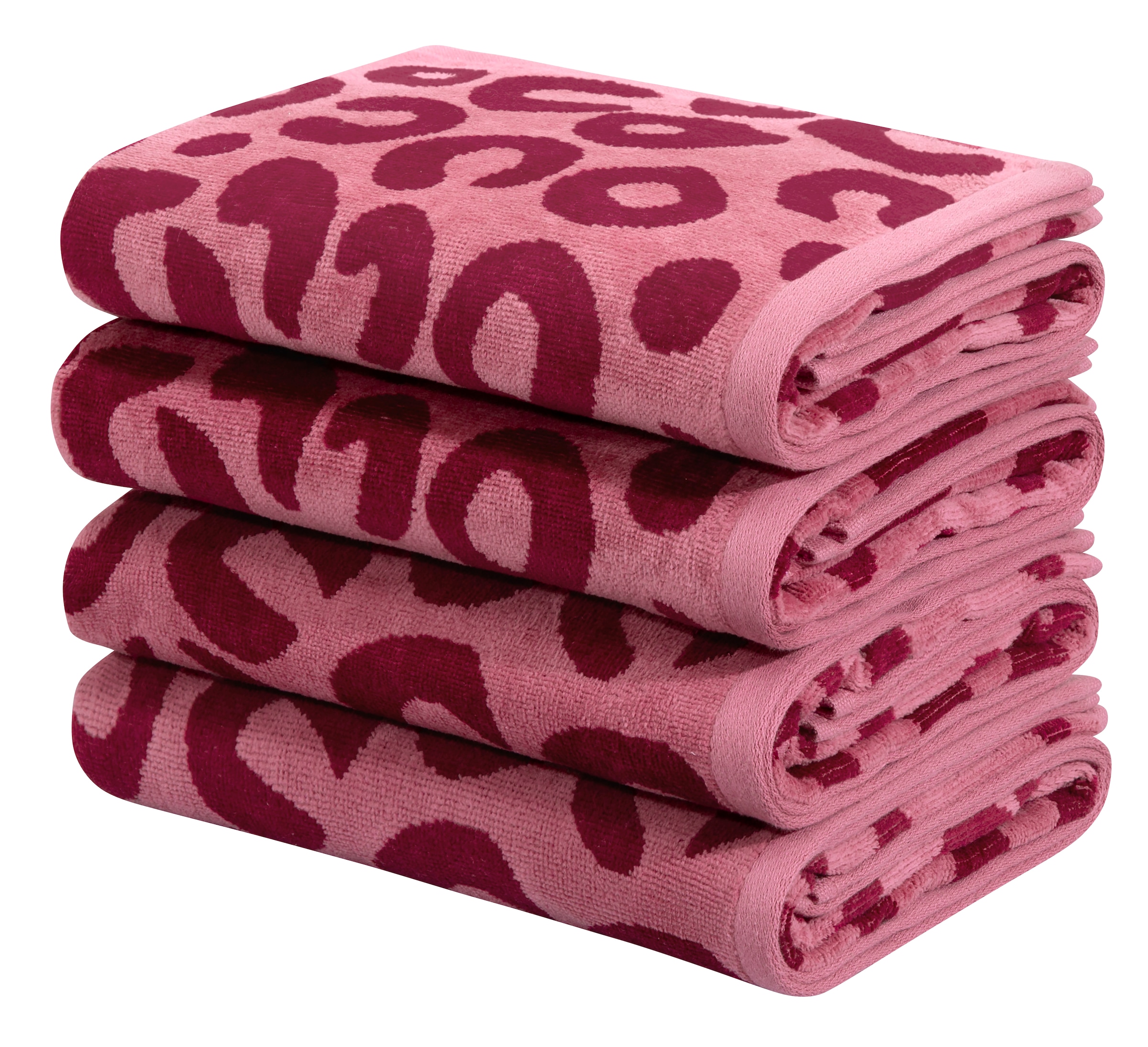 OTTO home Handtuch Set "Anna Leopardenmuster, 4-tlg Handtuch-Set, 50x100cm, 100% Baumwolle" Handtücher, weich, saugstark, modern, Leo, Animal Print