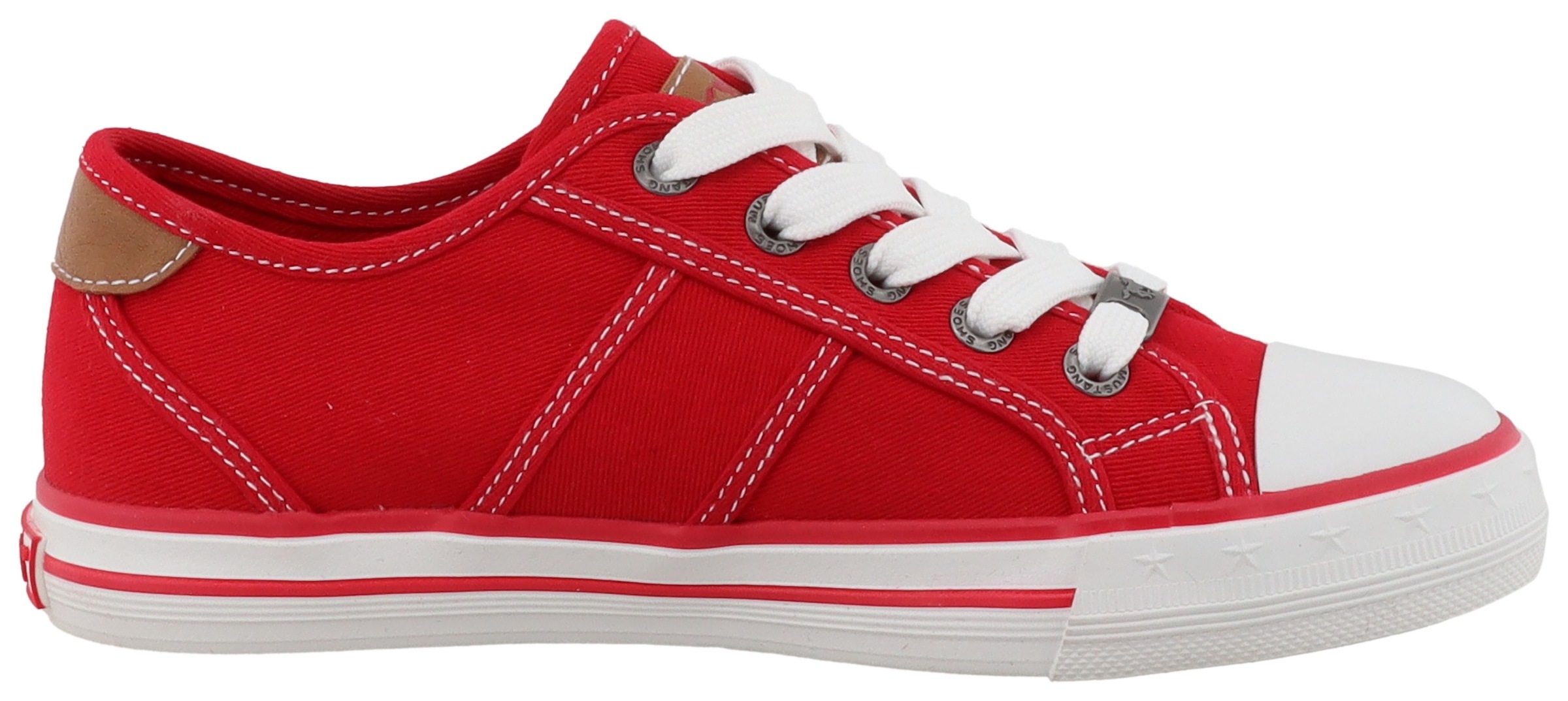 Sneaker MUSTANG SHOES "Gaspare", Mädchen, Gr. 38, rot, Baumwolle, Schuhe Sneaker, Freizeitschuh, Halbschuh, Schnürschuh mit auffälliger Kontrastnaht 3