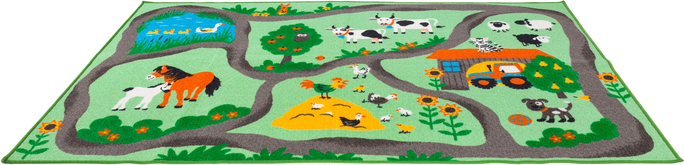 Andiamo Kinderteppich "Farmstead", rechteckig, Spiel- und Straßenteppich, Motiv Bauernhof, Kinderzimmer