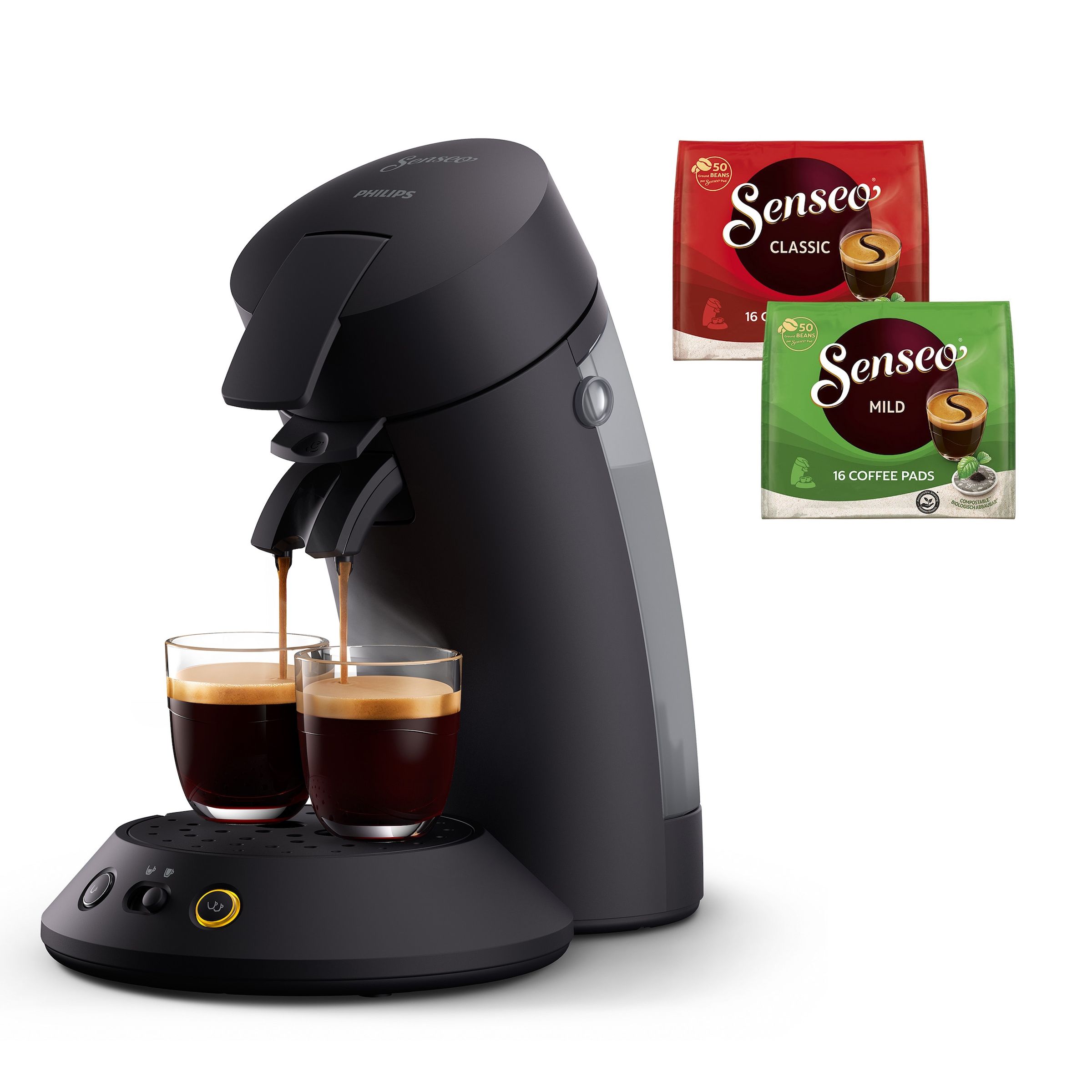 Philips Senseo Kaffeepadmaschine »Original Plus CSA210/60, mit zwei Kaffee-Einstellungen«, aus 28% rec. Plastik, inkl. Gratis-Zugabe (Wert 5 € UVP)