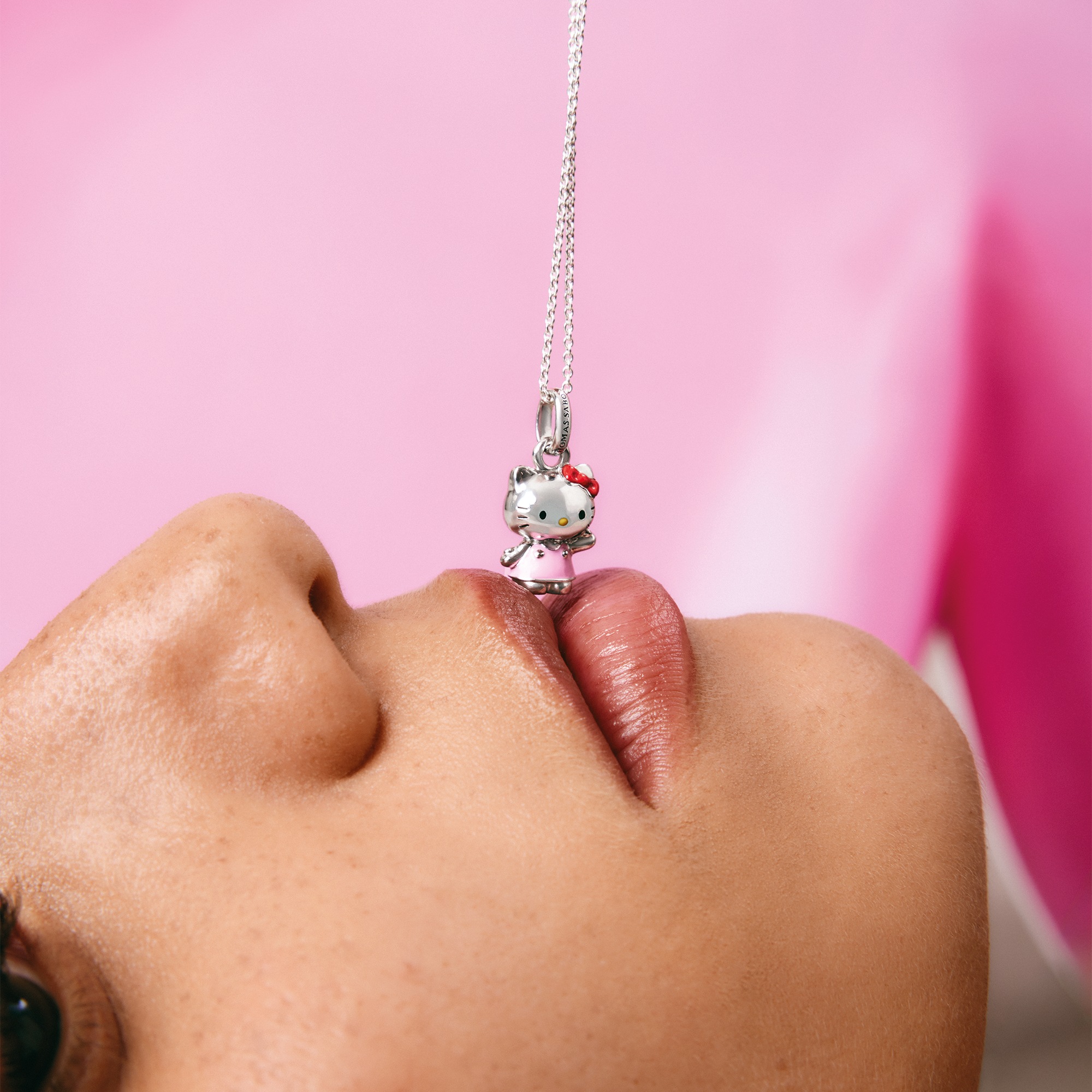 THOMAS SABO Kette mit Anhänger »THOMAS SABO ♡ Hello Kitty Kette klassisch rosa« Emaille