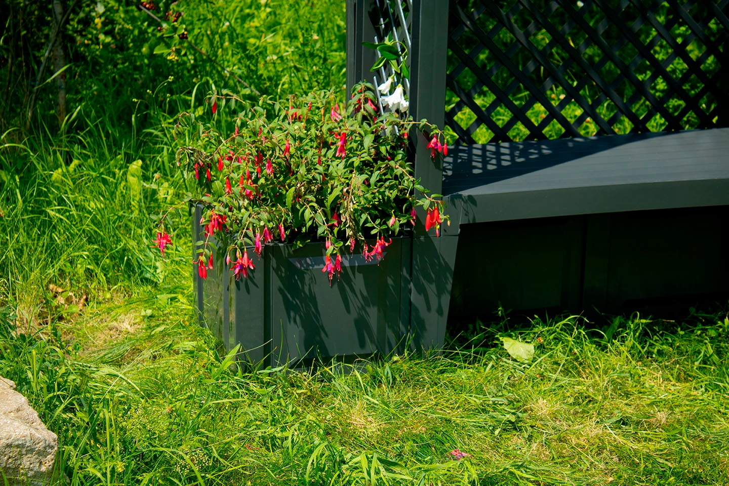 KHW Gartenbank »Amsterdam«, mit Rosenbogen, Spalier und zwei Pflanzkästen, anthrazit