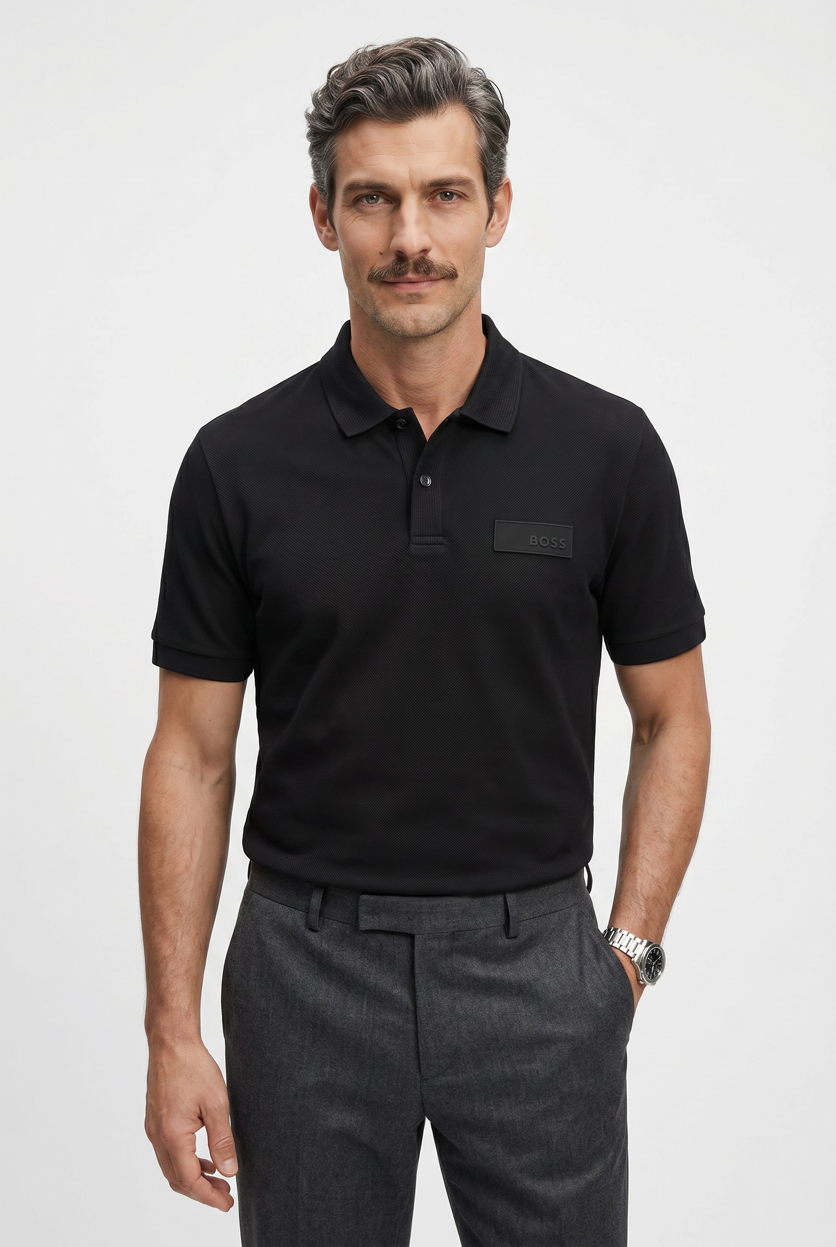 BOSS GREEN Poloshirt »Paddy Logo Patch Regular Fit« atmungsaktive Piqué-Webstruktur, Flachstrickkragen, gerader Schnitt
