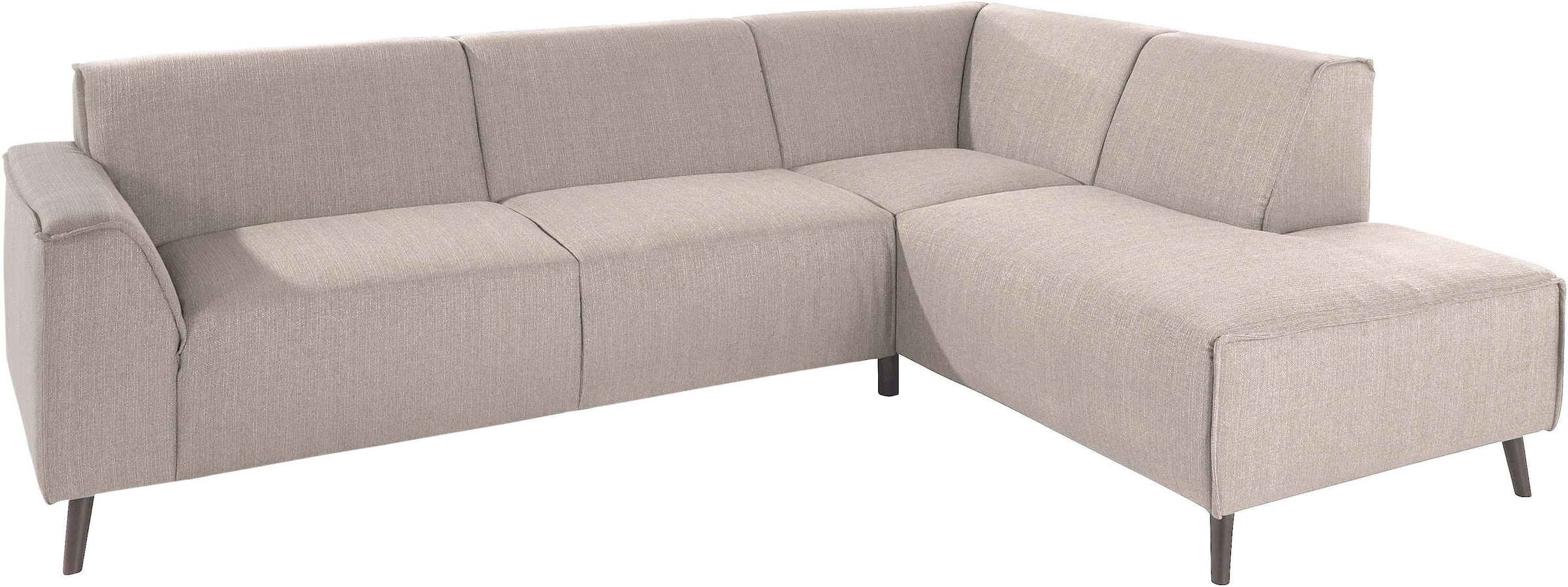 DOMO collection Ecksofa "Amora, inkl. Federkern für mehr Sitzkomfort, Breite 263cm, L-Form" Komfortsitzhöhe 47 cm, Fußhöhe passend für gängige Saugroboter