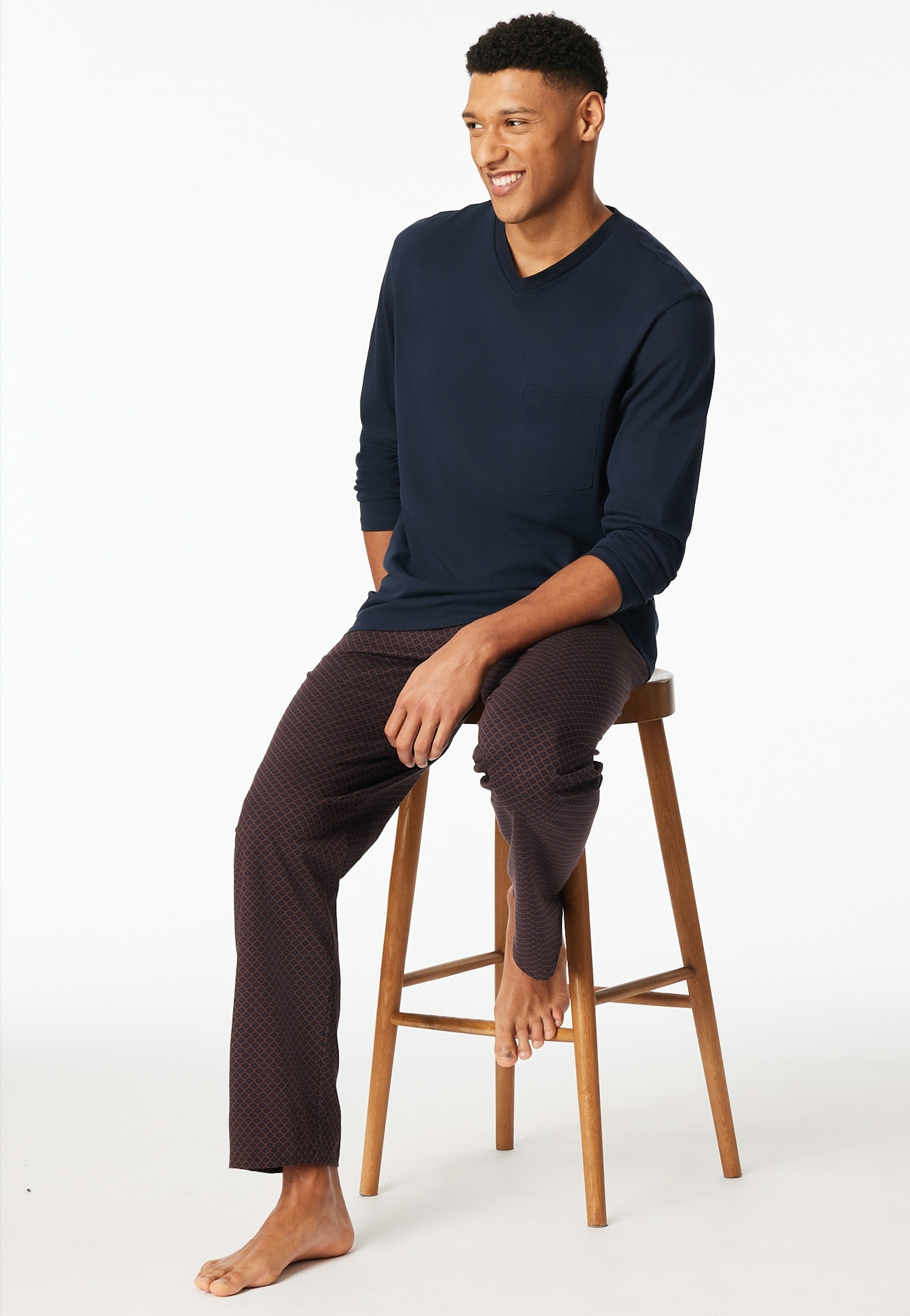 Schiesser Schlafanzug "Comfort Essentials", 2 Stk. mit V-Ausschnitt und auf günstig online kaufen