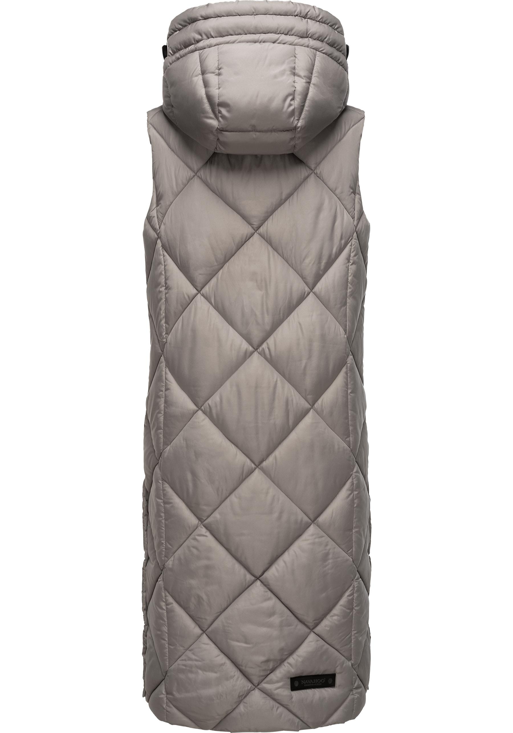 Navahoo Steppweste »Schnuckel«, warme Damen Outdoor-Weste lang mit Kapuze