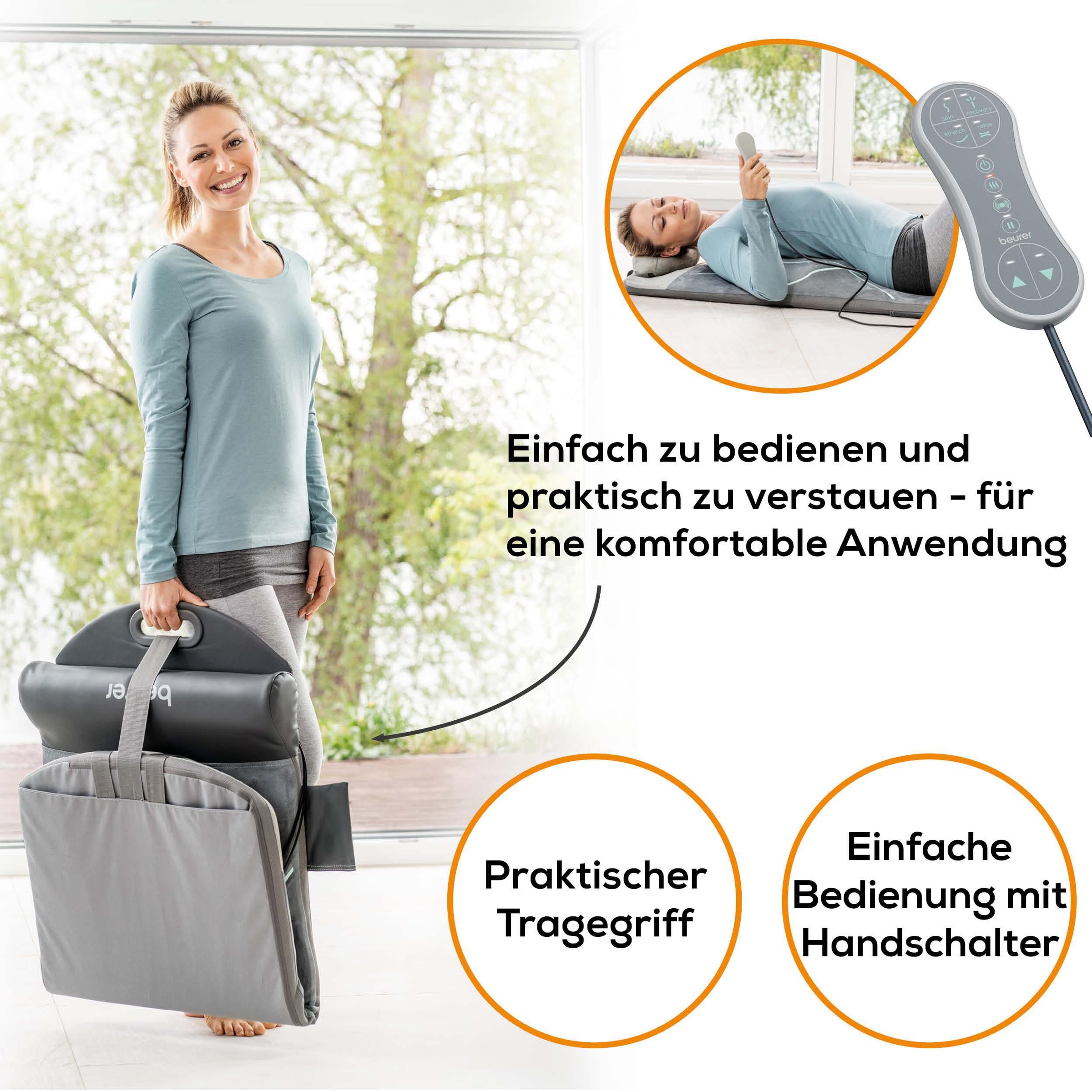 Thumbnail - BEURER Massagematte "MG 280 Yoga-& Stretchmatte zum Dehnen & Stretchen" 7 Luftkammern zur Imitation von Yoga- & Dehnübun...