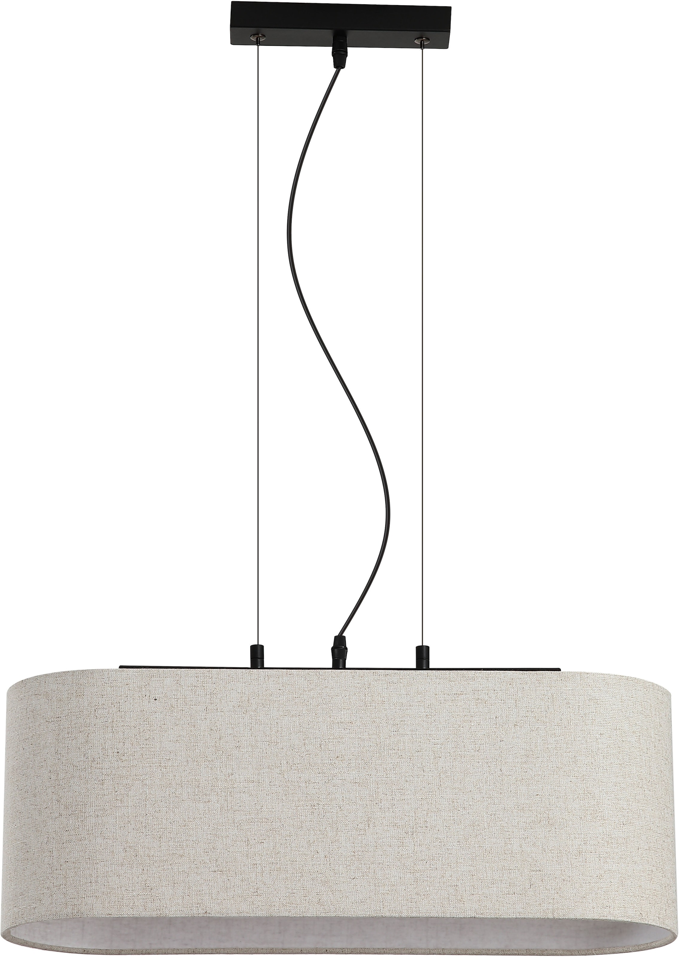 Searchlight Pendelleuchte »Hessian 3Lt Anhänger, Schwarzmetall mit Leinenschirm« E27 1 Stk.