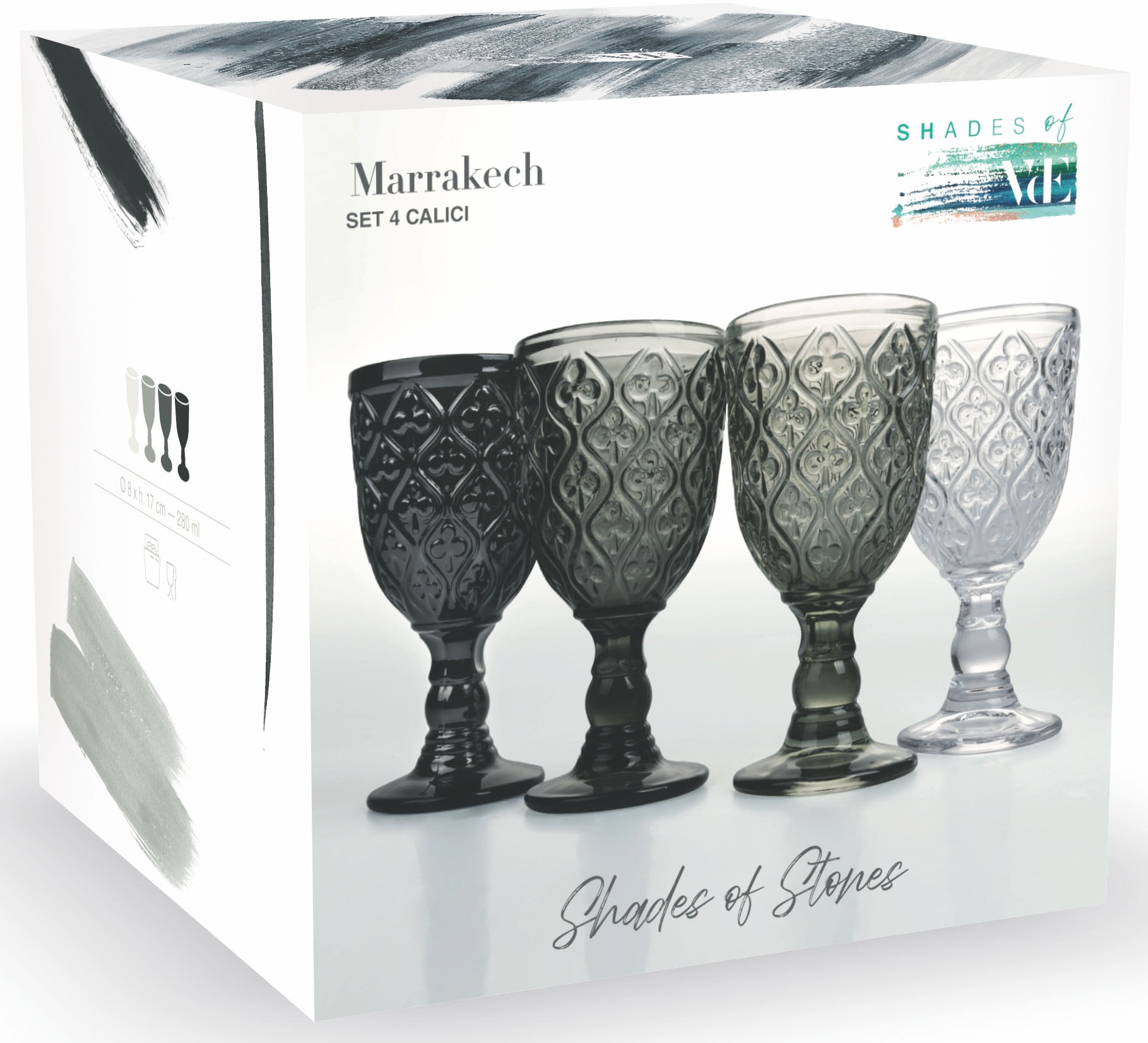 Villa d'Este Weinglas »Marrakesch Stones«, (Set, 4 tlg.), Gläser-Set, 4-teilig, Inhalt 280 ml
