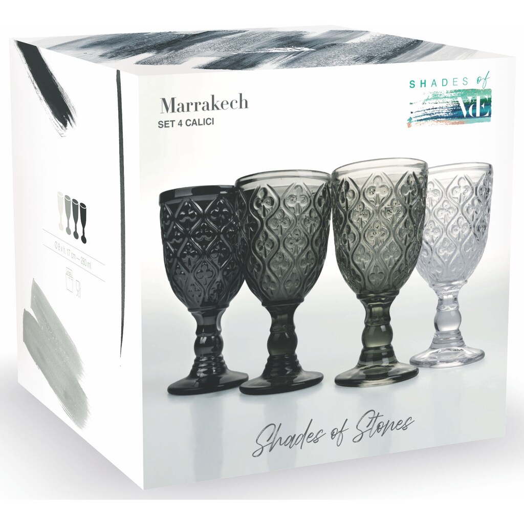 Villa d'Este Weinglas »Marrakesch Stones«, (Set, 4 tlg.), Gläser-Set, 4-teilig, Inhalt 280 ml