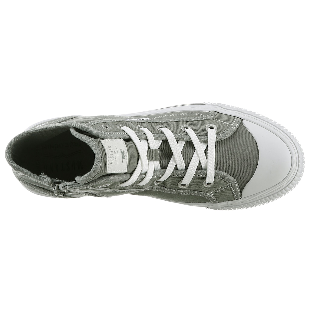 Mustang Shoes Plateausneaker, Schnürschuh, Freizeitschuh, High Top-Sneaker mit Reißverschluss