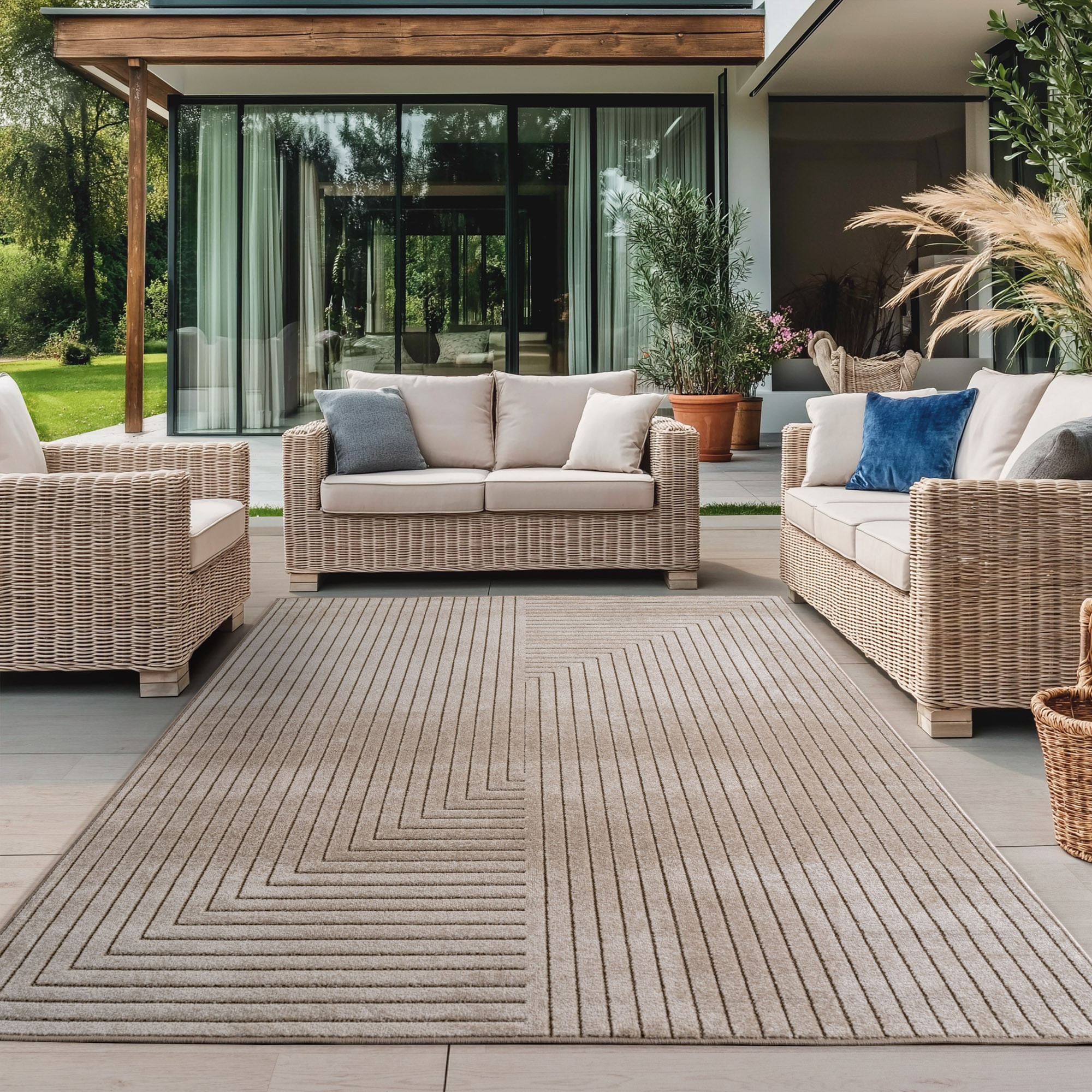 Ayyildiz Teppiche Outdoorteppich "NOVA 1202, auch als Läufer und Rund" rechteckig 8 mm Höhe Material aus schmutzabweisendem Polypropylen, In-/Outdoor geeignet