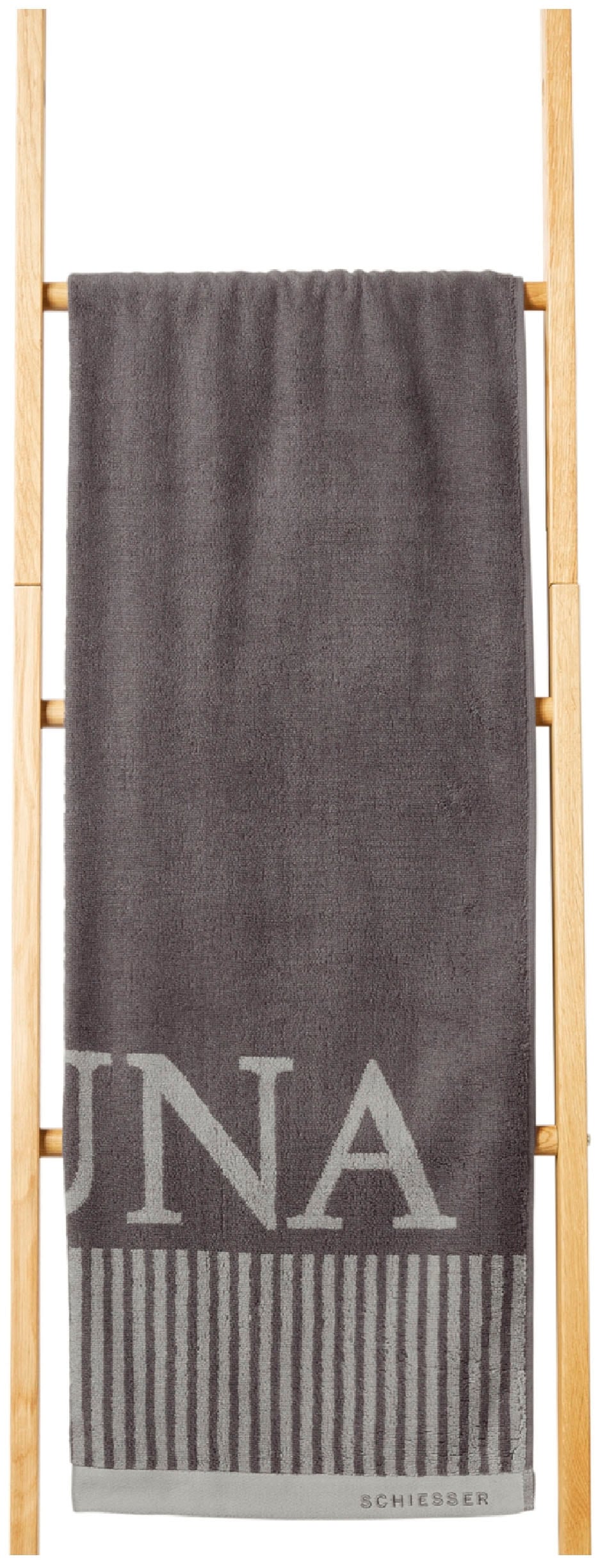 Saunatuch SCHIESSER, B:75cm L:200cm, grau, Frottier, Frottier, Handtücher, "Rom aus garngefärbtem, kuschelweichem Baumwollfrottier", Made in Green