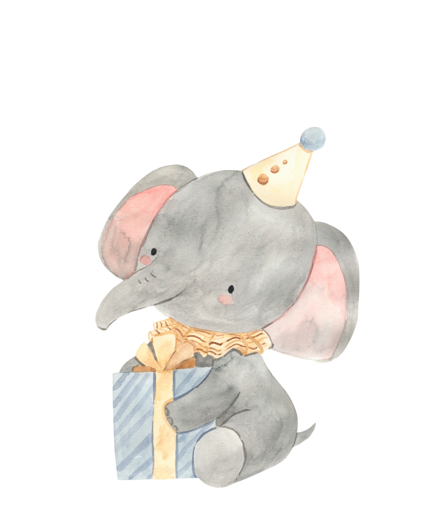 Lüttenhütt Poster "Elefant mit Geschenk und Partyhut", Elefant-Elefanten-El günstig online kaufen