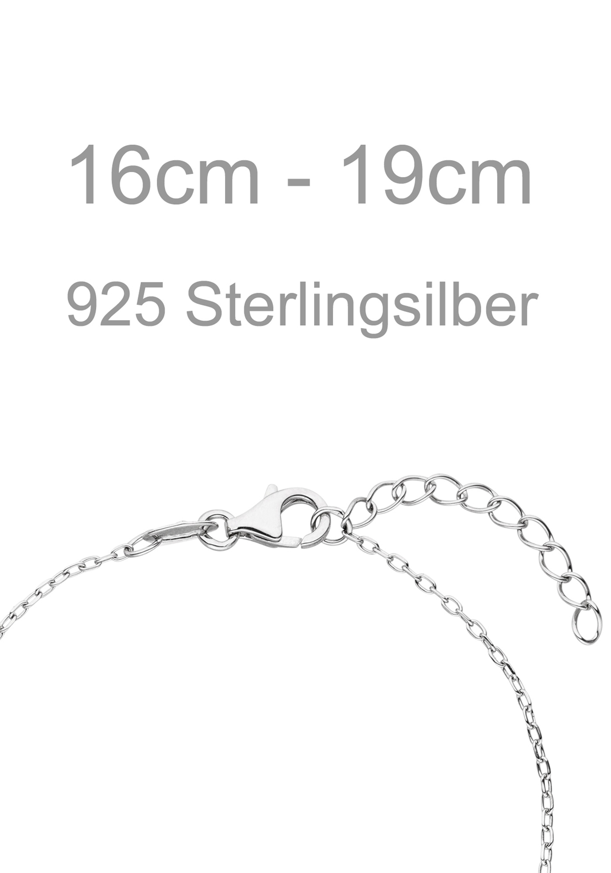 JOBO Silberarmband »Ankerarmband mt Herzen und Stern« 925 Silber 19 cm rhodiniert