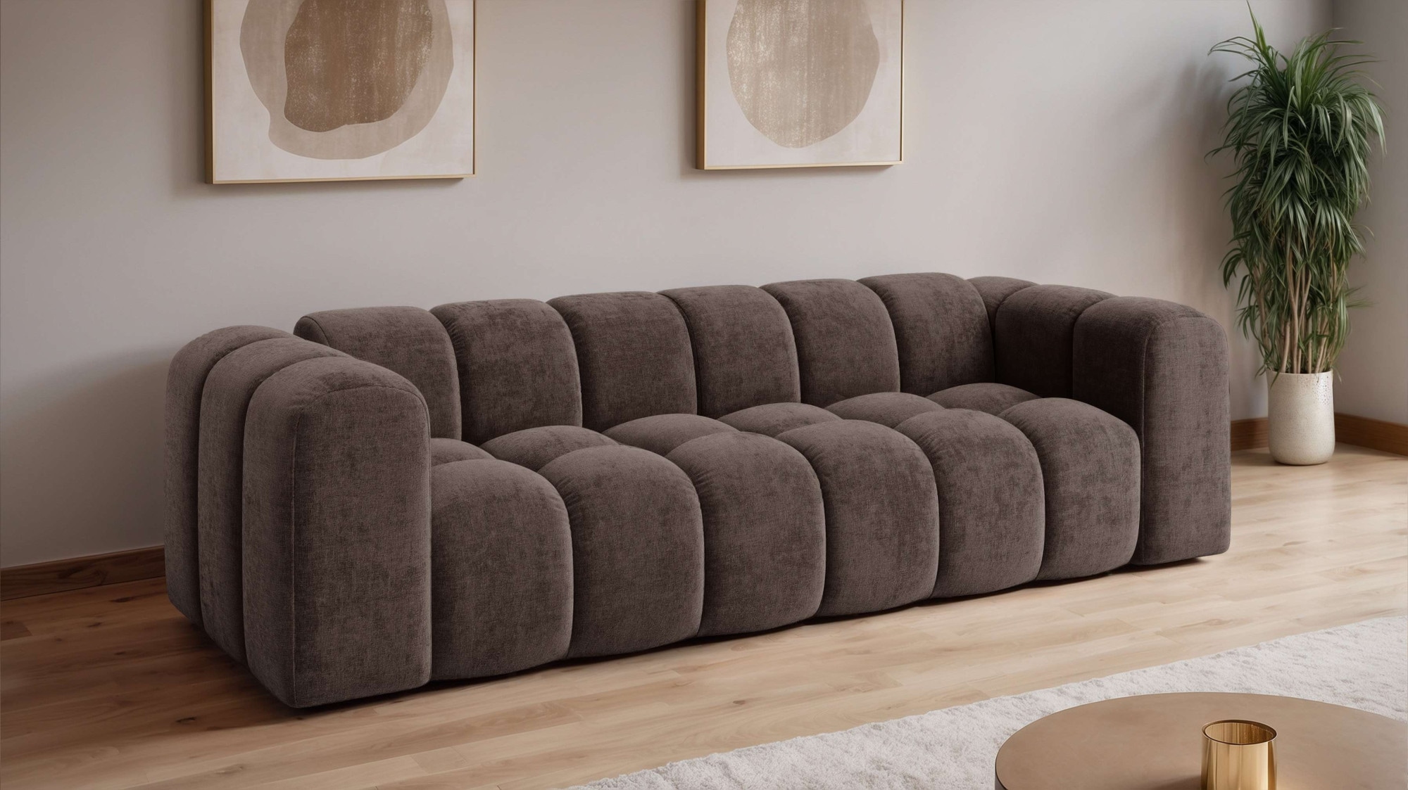 OTTO home Big-Sofa "KALLIE Design-Sofa mit Steppung, Bubble-Optik, Breite 248 cm" Wellenunterfederung, hoher Sitzkomfort und modernes Design