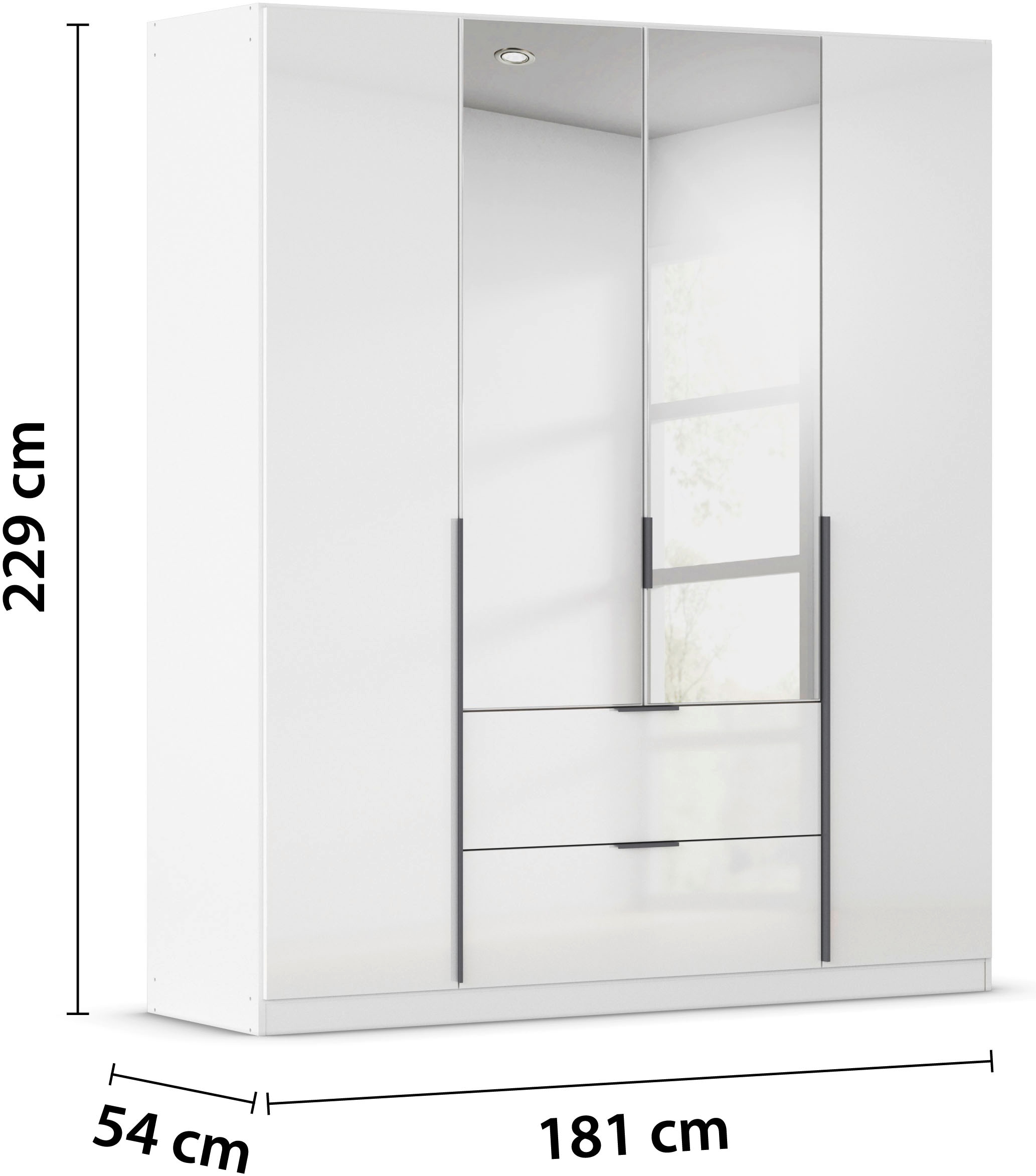 rauch Drehtürenschrank »Kleiderschrank Schrank Garderobe AGORDO mit Dekor- oder Hochglanzfront«, (in zwei Griff-Farben mit Dekor- oder Hochglanzfront), mit Außenschubkästen, in 6 Breiten und 2 Höhen MADE IN GERMANY