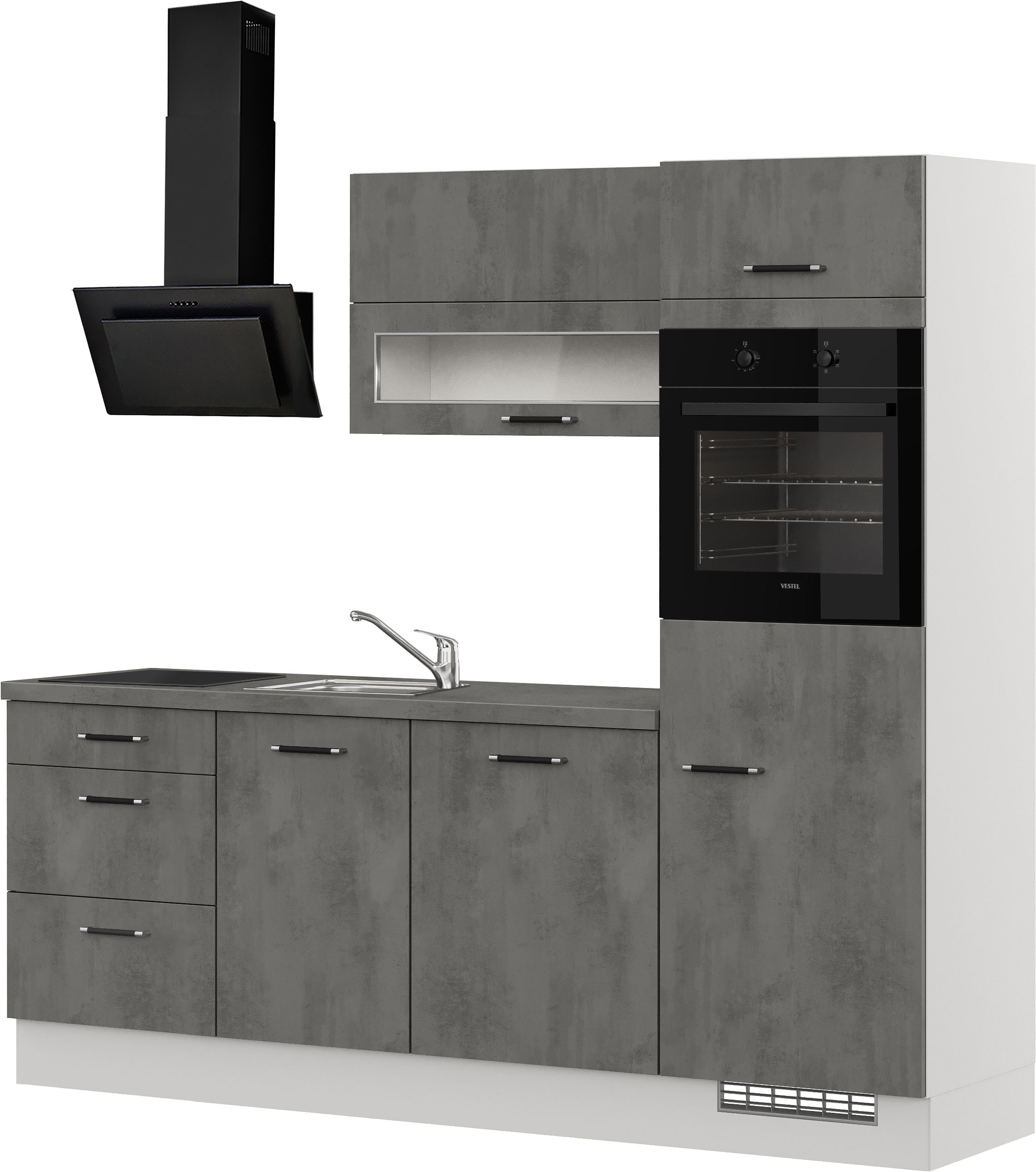 IMPULS KÜCHEN Küchenzeile "Prag, Ausrichtung wählbar, Schubkästen mit Soft-Close" Set, vormontiert, in verschiedenen Farben erhältlich, Breite 230 cm