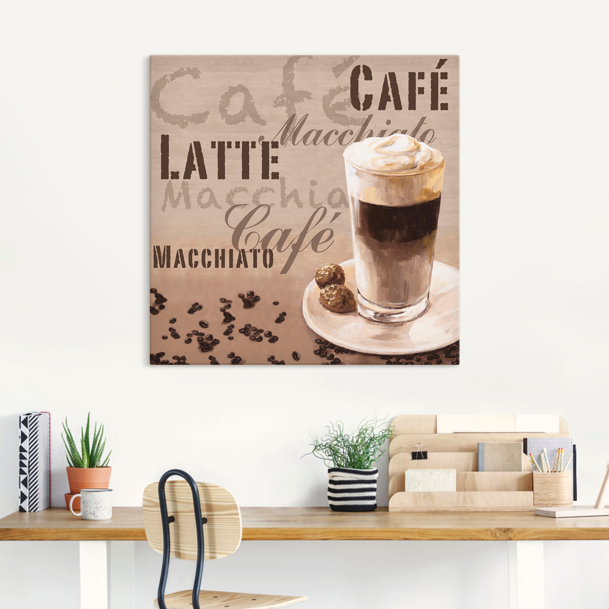 Artland "Kaffee - Latte Macchiato" Getränke 1 Stk. tlg. auf Holzrahmen gesp günstig online kaufen