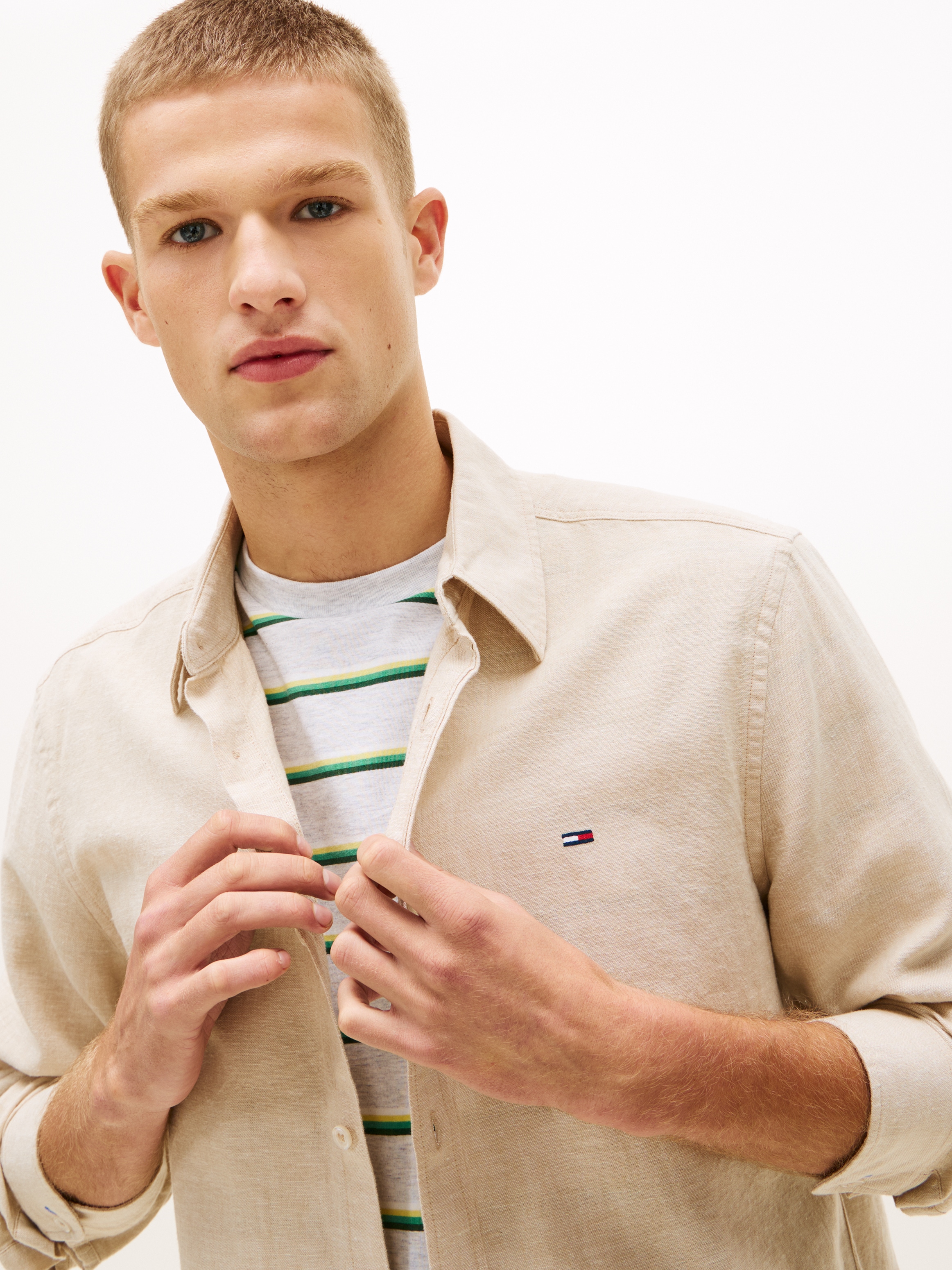 Tommy Jeans Langarmhemd »TJM REGULAR FIT LINEN BLEND«