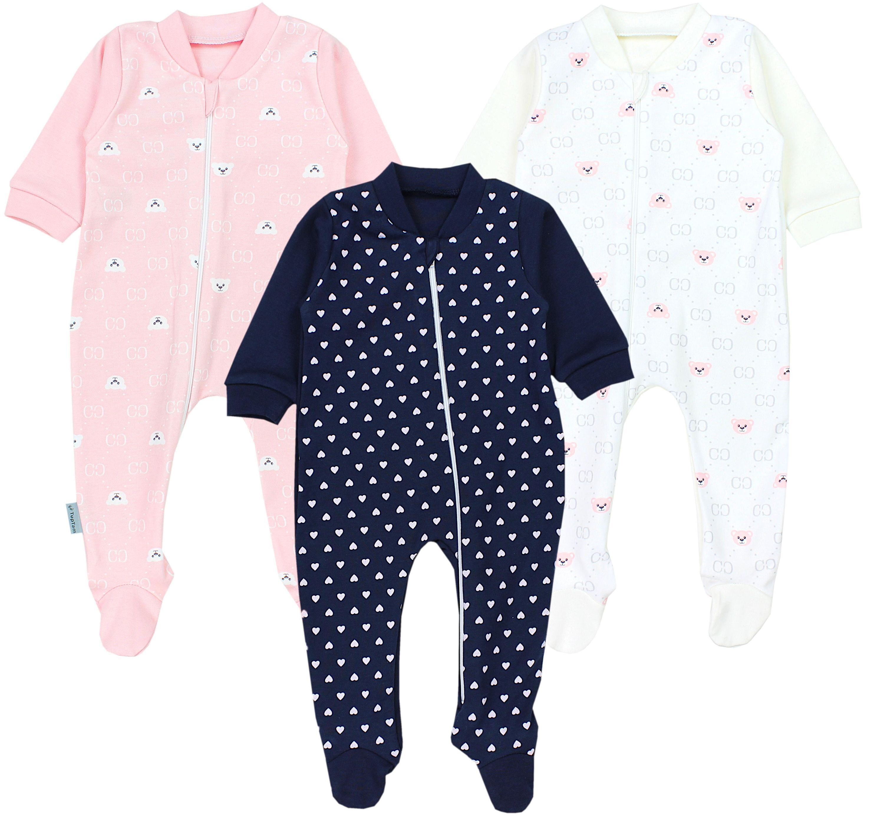 TupTam Schlafanzug "Schlafstrampler Baby Unisex Schlafstrampler mit Fuß 3er Pack"
