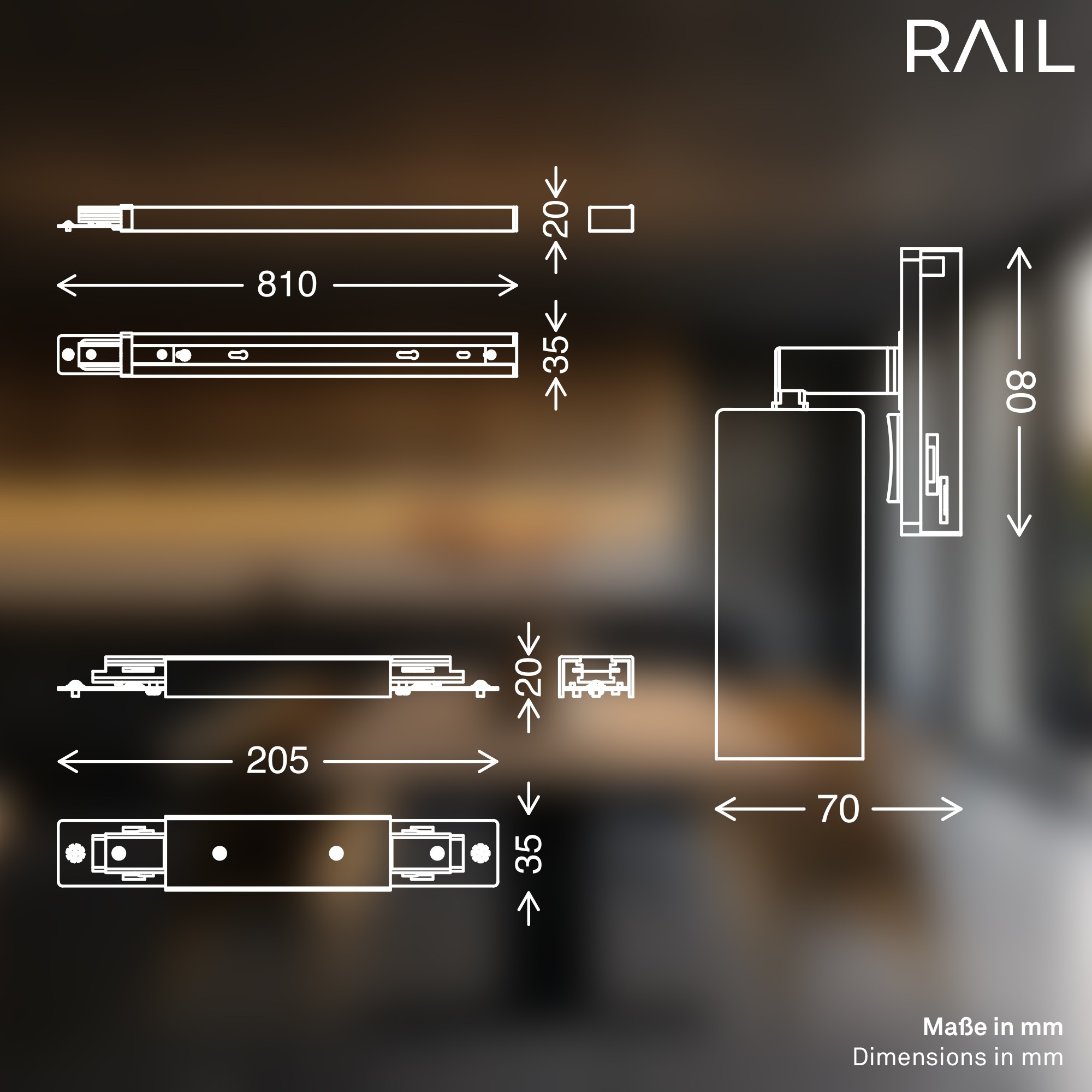Briloner Leuchten Schienensystem-Sets »RAIL« LED-Board 7 Stk. Schienensystem Rail 1,5 m Schwarz 4,5W Decke Wohnzimmer Büro Küche