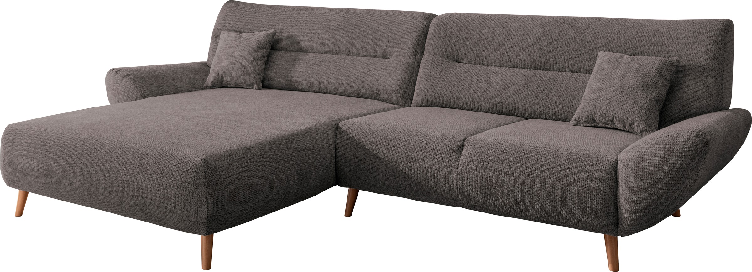 INOSIGN Ecksofa »Drago, elegant und zeitlos, komfortabel, Holzfuß, L-Form«, frei im Raum stellbar, inkl. 2 Zierkissen