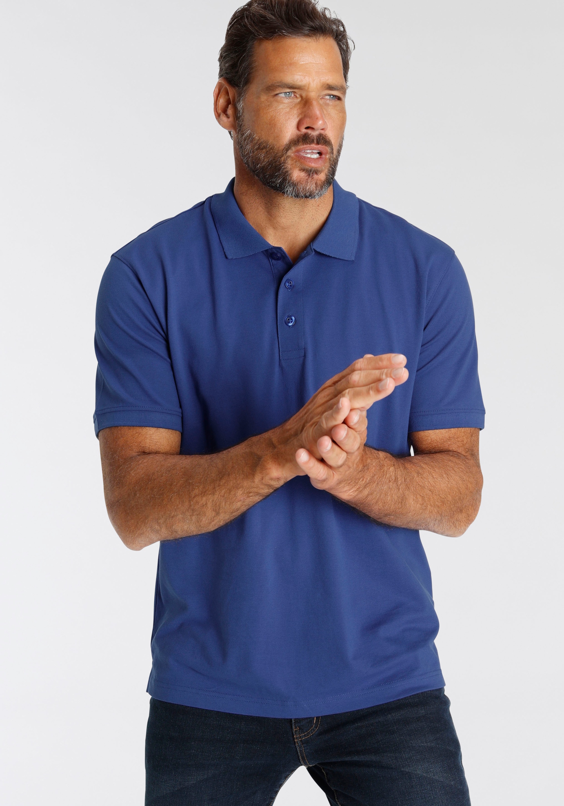 Mans World Poloshirt, Kurzarm, lockere Passform, unifarben günstig online kaufen