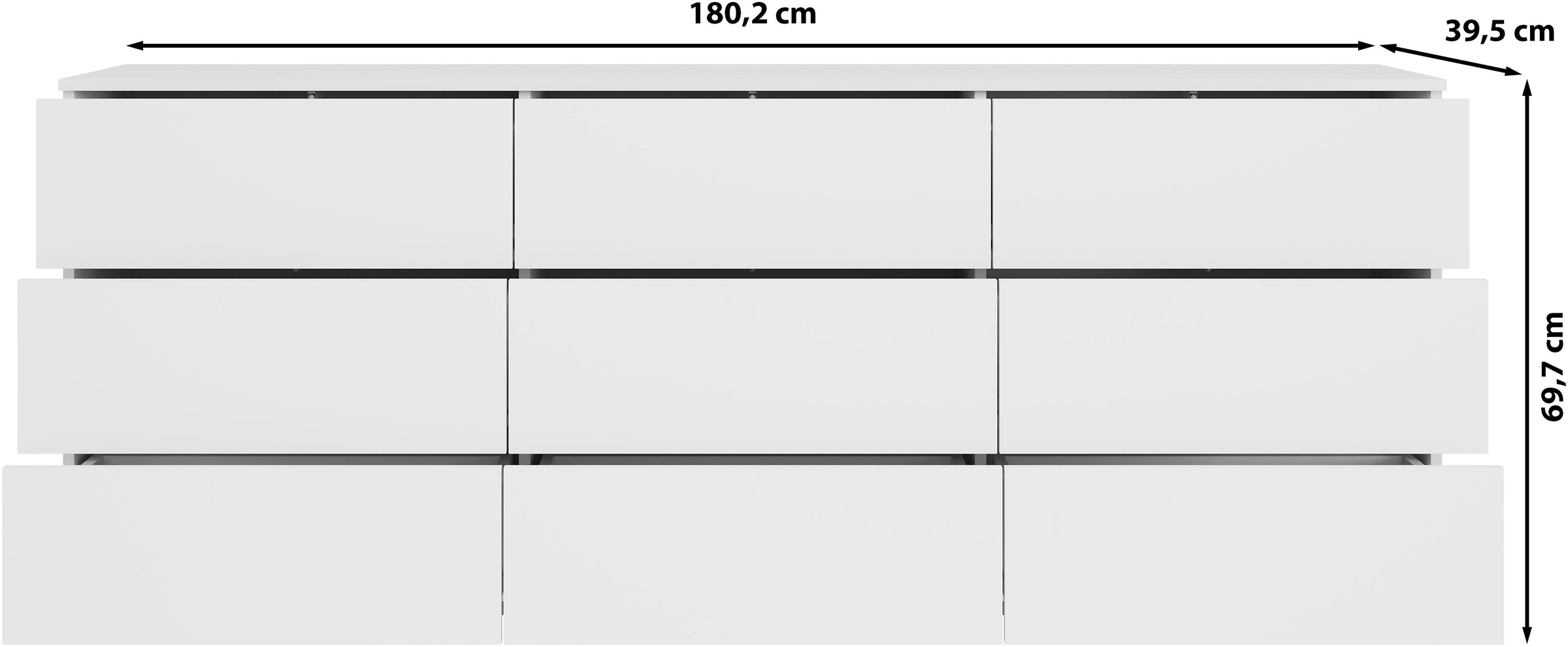 OTTO home Sideboard »Kenia, Kommode, 180 cm breit, mit 9 Schubladen« 1 Stk. tlg. Push-to-Open-System und großzügiger Stauraum
