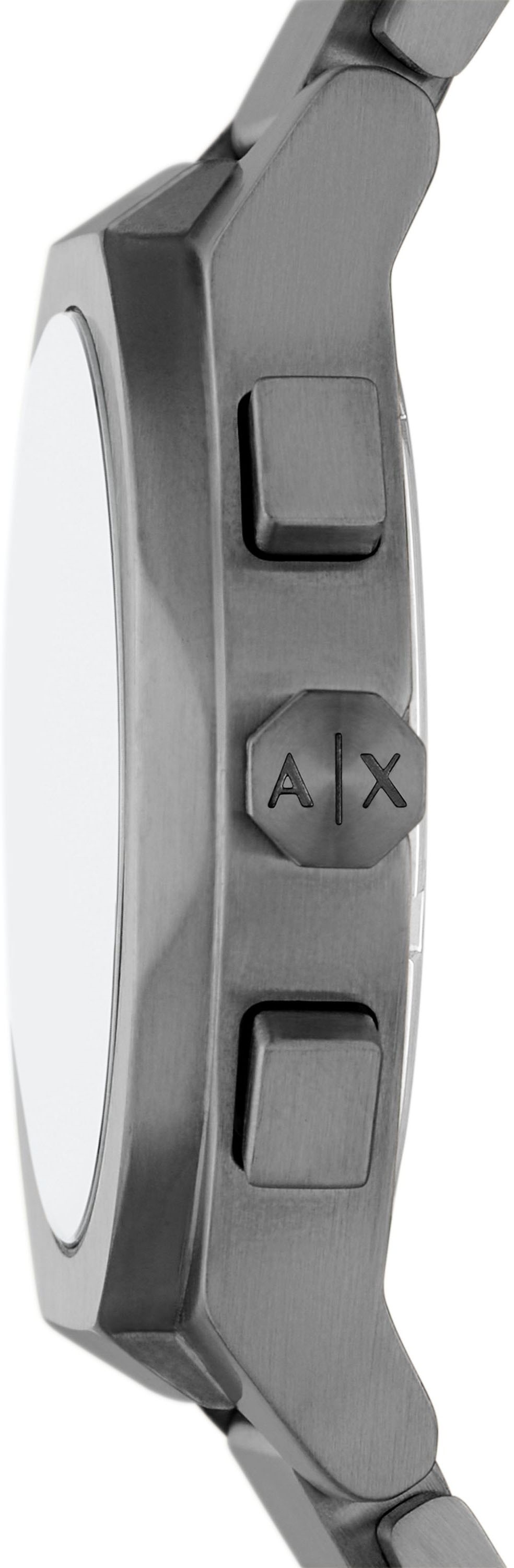 ARMANI EXCHANGE Chronograph »SYNC«, Armbanduhr, Herrenuhr, Edelstahlarmband, analog, Tag, Stoppfunktion
