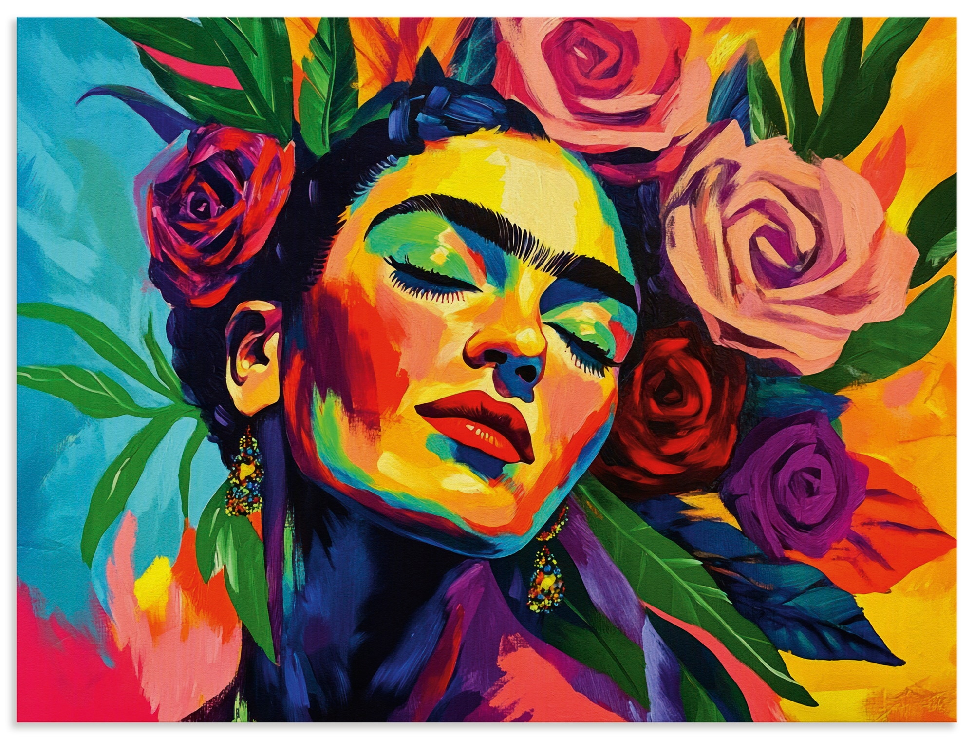 Wandbild ARTLAND "Die florale Umarmung, Rosen Mädchen", farbe bild(er): farbig, B:60cm H:45cm, Alu Dibond, Bilder, als Alubild, Leinwandbild, Poster, Wandaufkleber in verschied. Größen