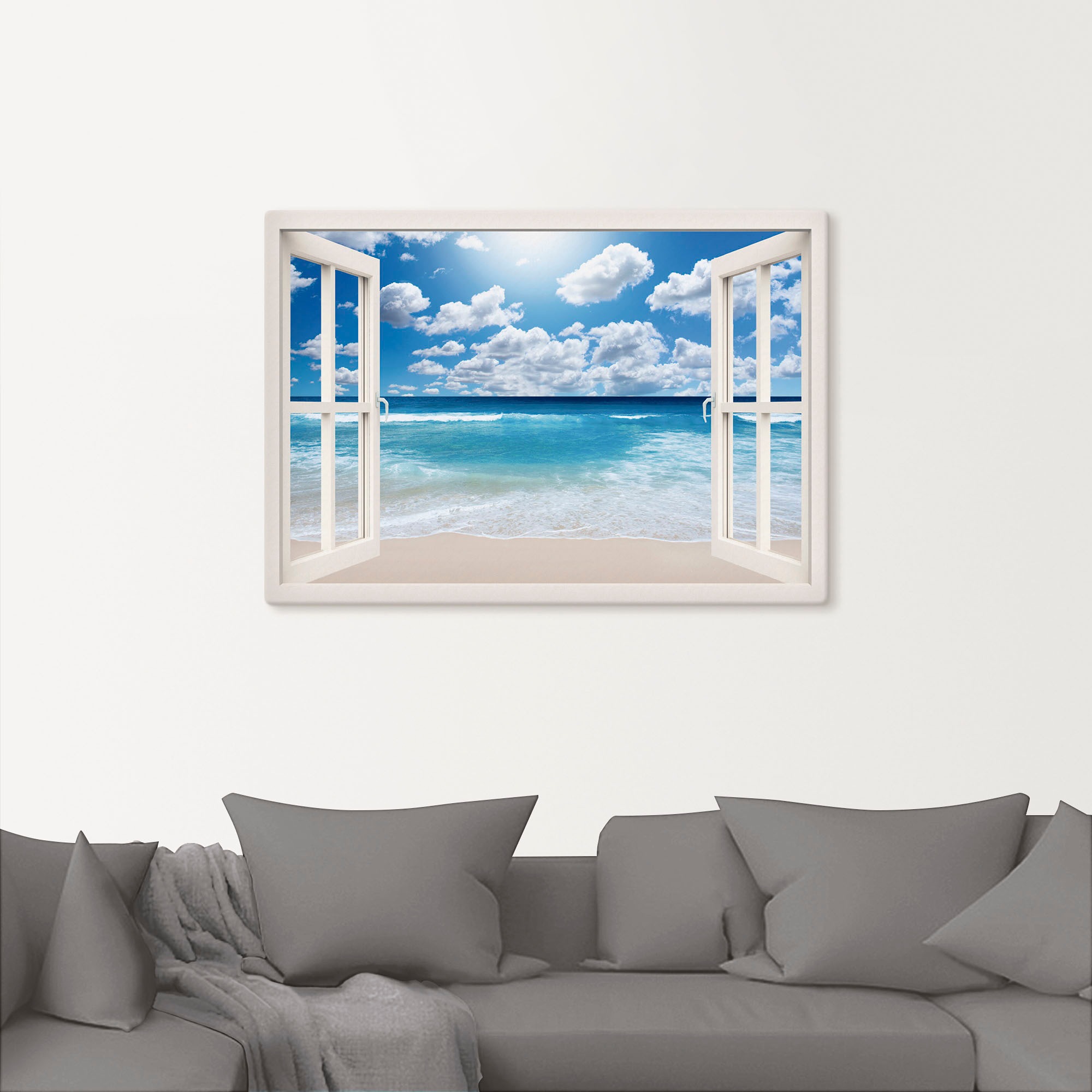 Artland Wandbild "Fensterblick Großartige Strandlandschaft" Fensterblick 1 günstig online kaufen